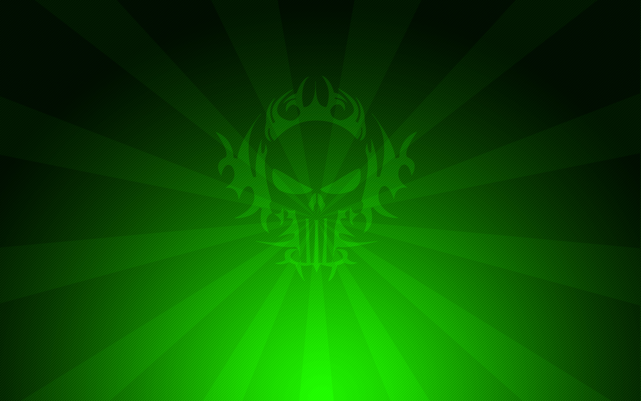 Teschio verde luminoso astratto, 1280x800 HD, Notebook Gaming