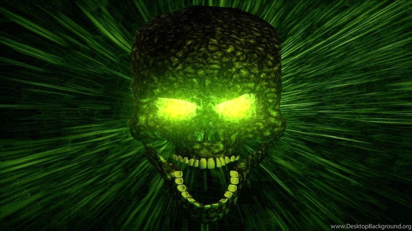 Teschio verde luminoso, 1366x768 HD, Desktop