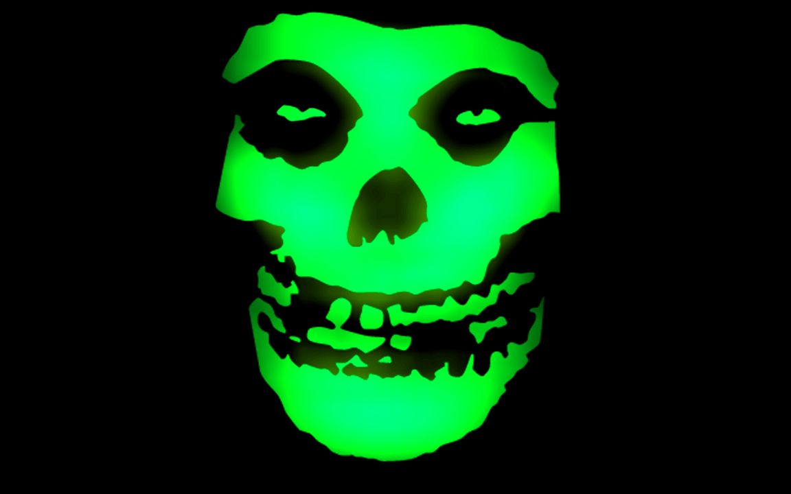 Teschio verde neon stilizzato, 1600x900 HD, Laptop
