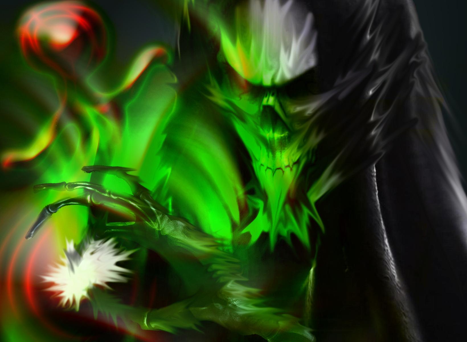 Teschio demoniaco verde con mantello, 1640x1200 HD, Desktop