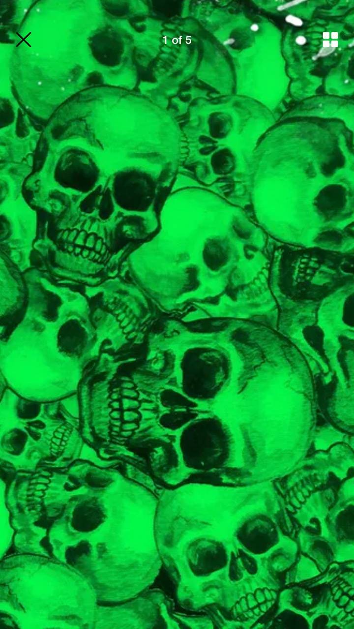 Teschio verde con fiamme, 3000x2400 2K, Laptop