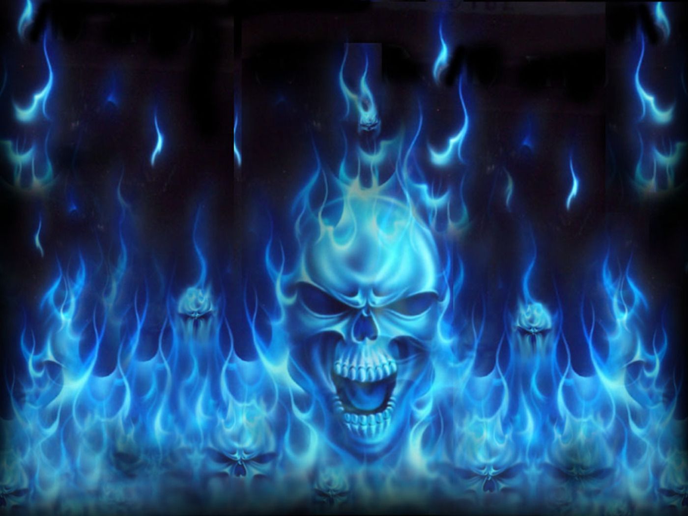 Teschio fiamme blu, 1400x1050 HD, Desktop
