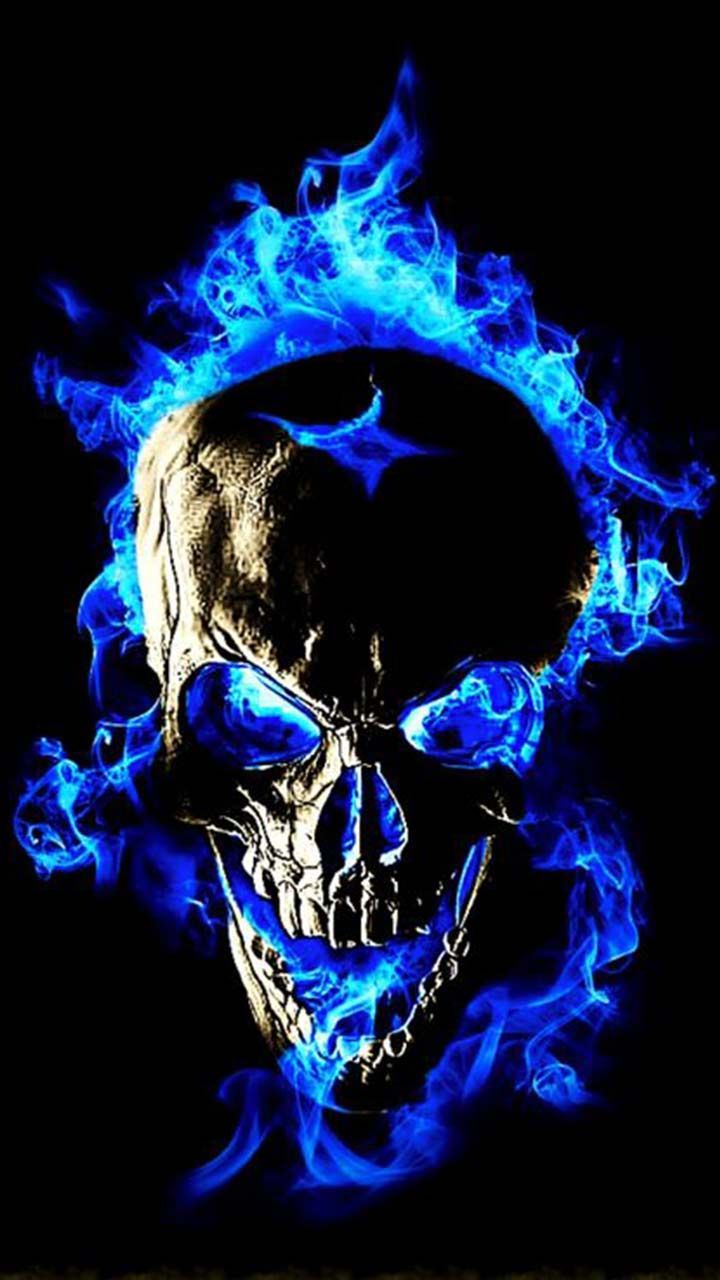 Teschio con fiamme blu, 720x1280 Full HD Verticale, iPhone