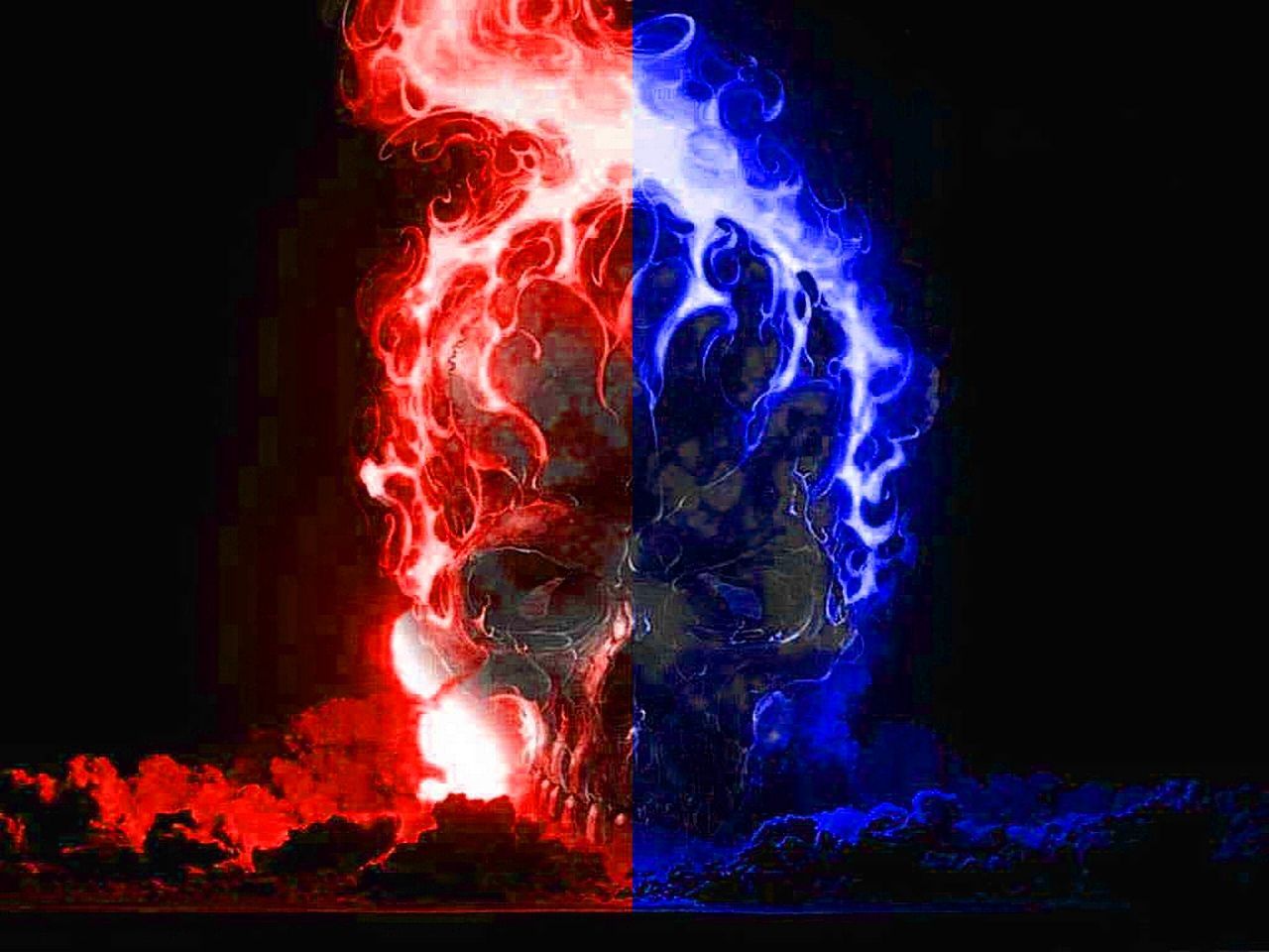 Teschio fumo rosso e blu, 1280x960 HD, Desktop