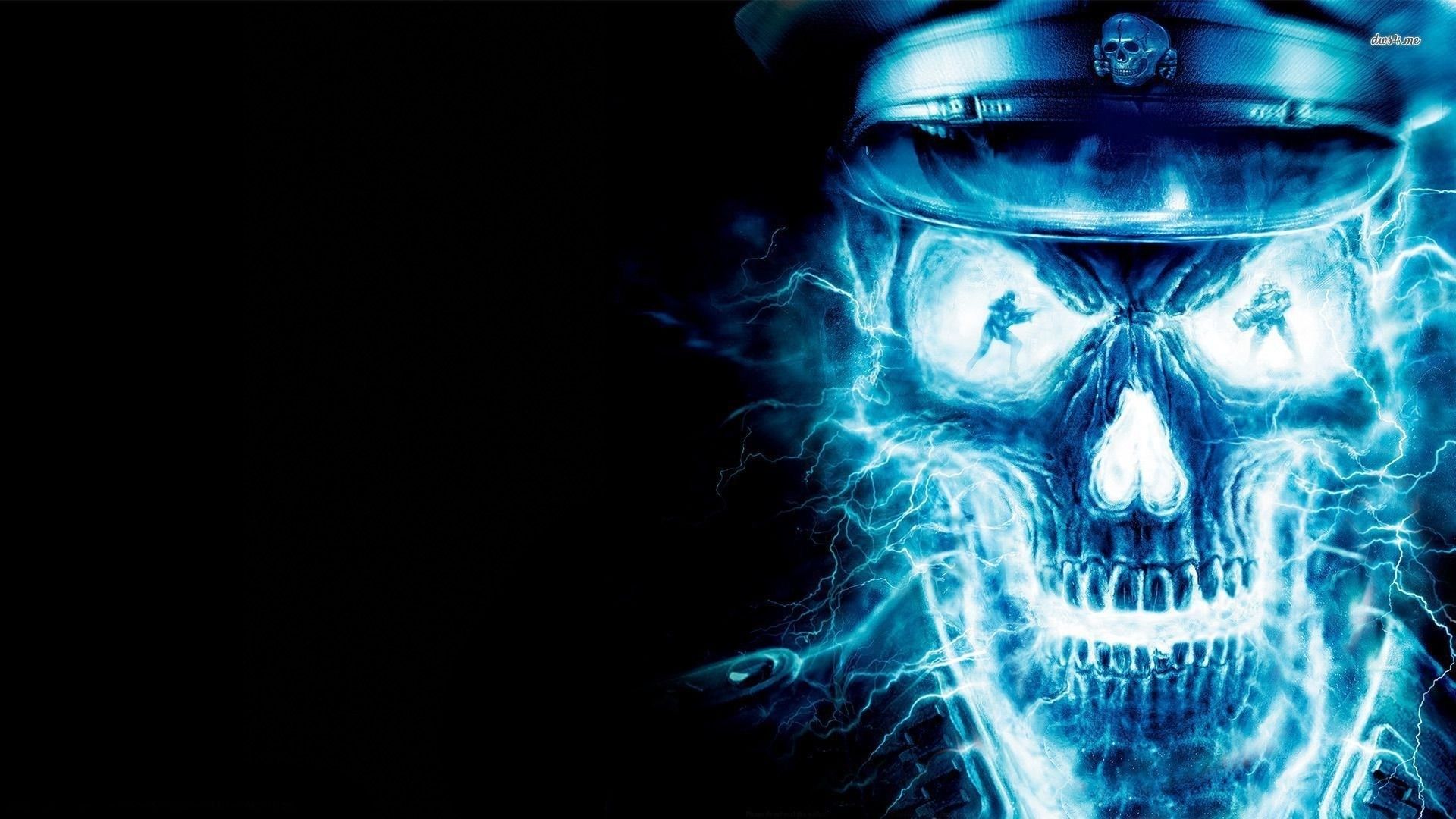 Teschio blu elettrico con cappello, 1920x1080 1080p, PC Desktop