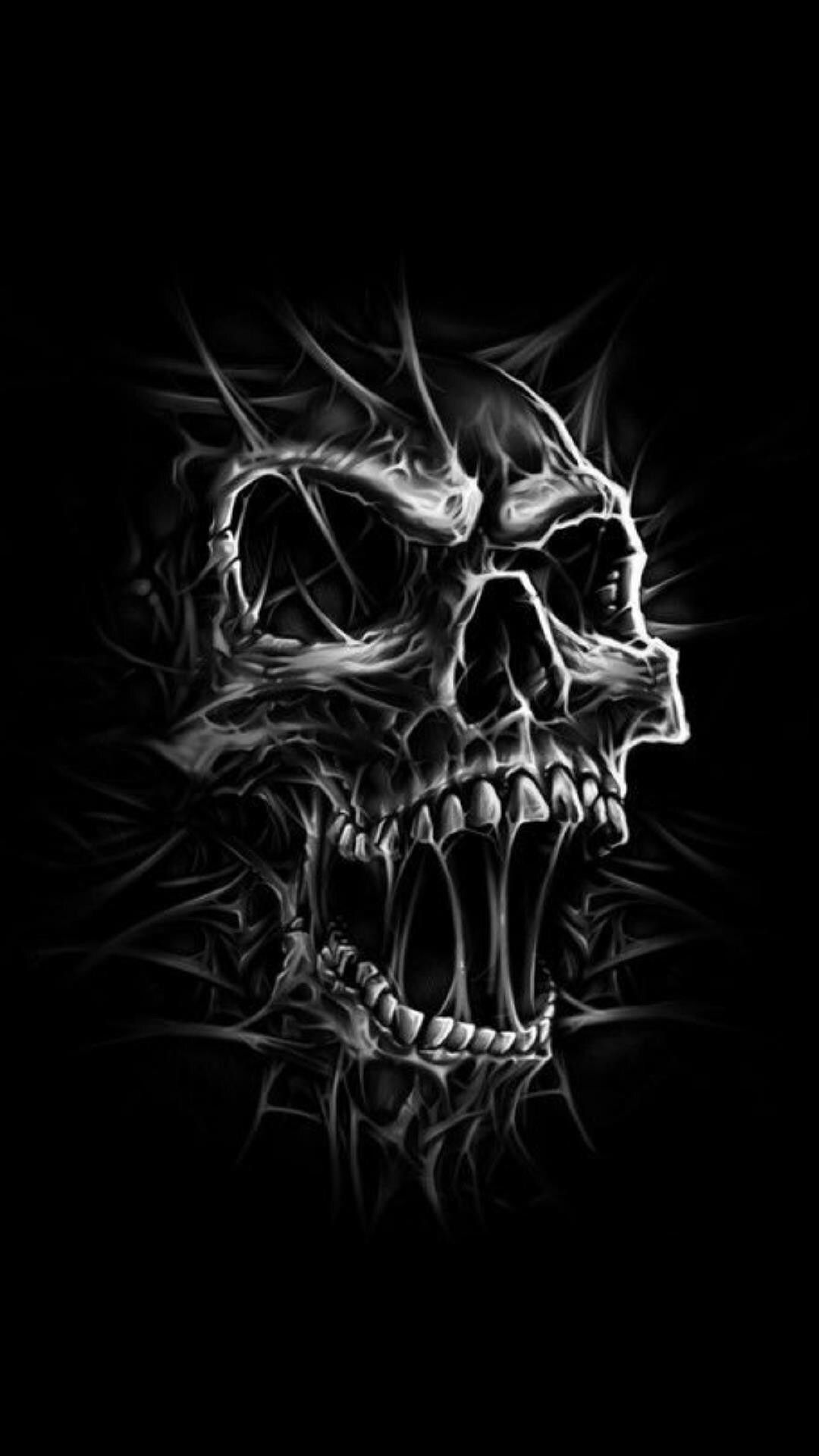 Teschio urlante sfondo nero, 1080x1920 Verticale, Samsung Galaxy