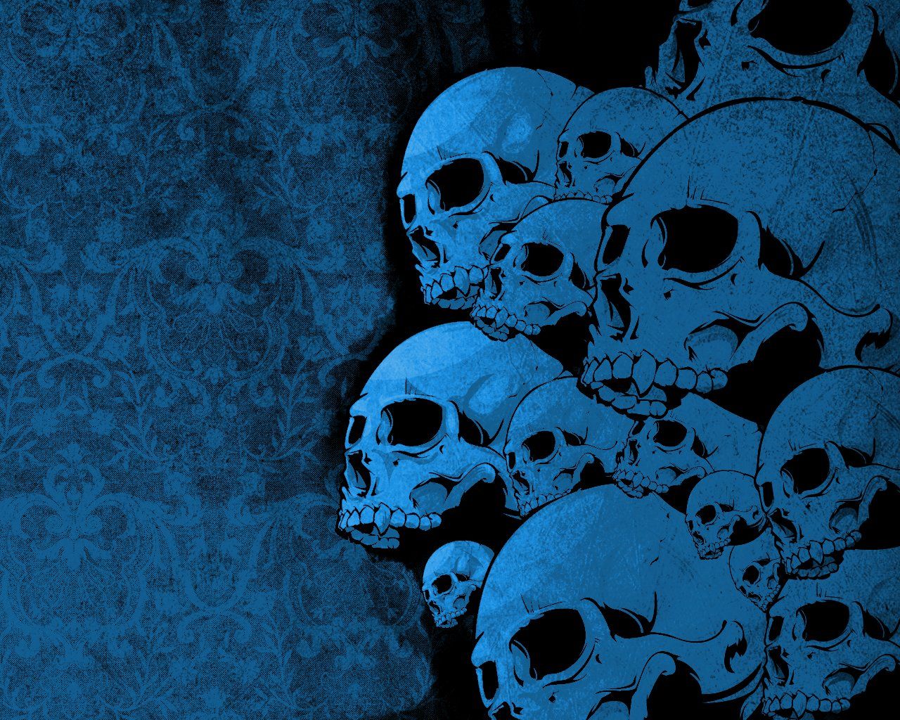 Teschi blu su damascato scuro, 1280x1024 HD, Desktop