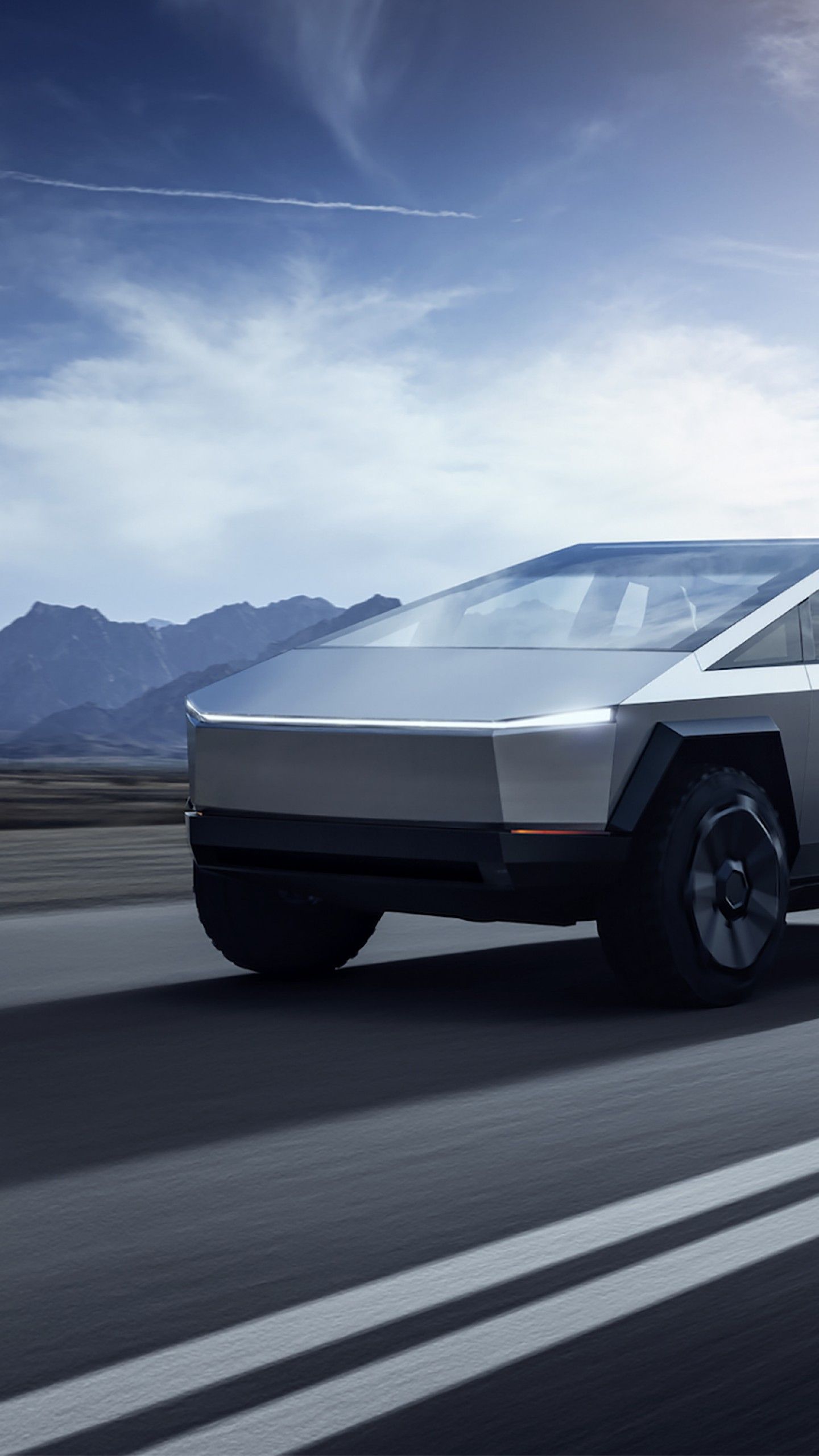 Tesla Cybertruck su strada, 1440x2560 Verticale, Samsung Galaxy