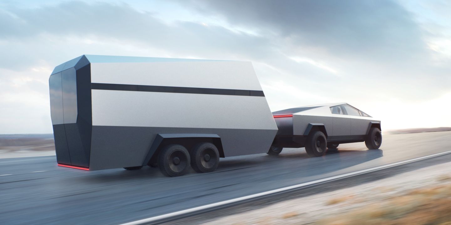 Tesla Cybertruck con rimorchio, 1440x720 720p, PC