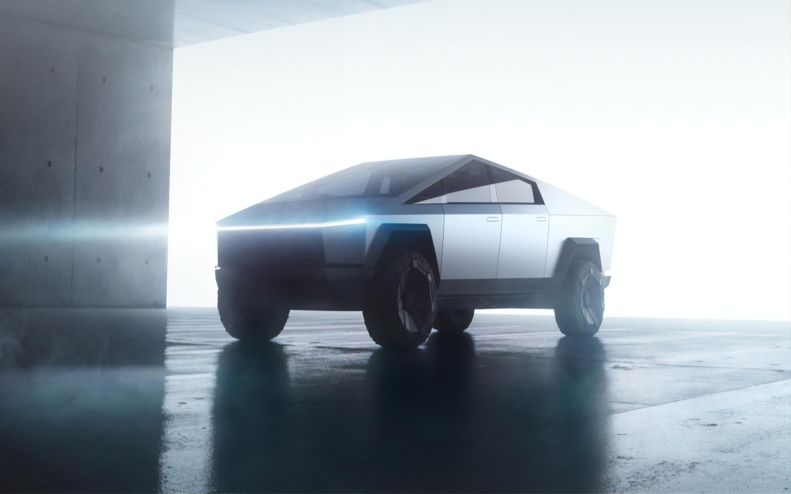 Tesla Cybertruck in garage, 2560x1600 2K+, Desktop