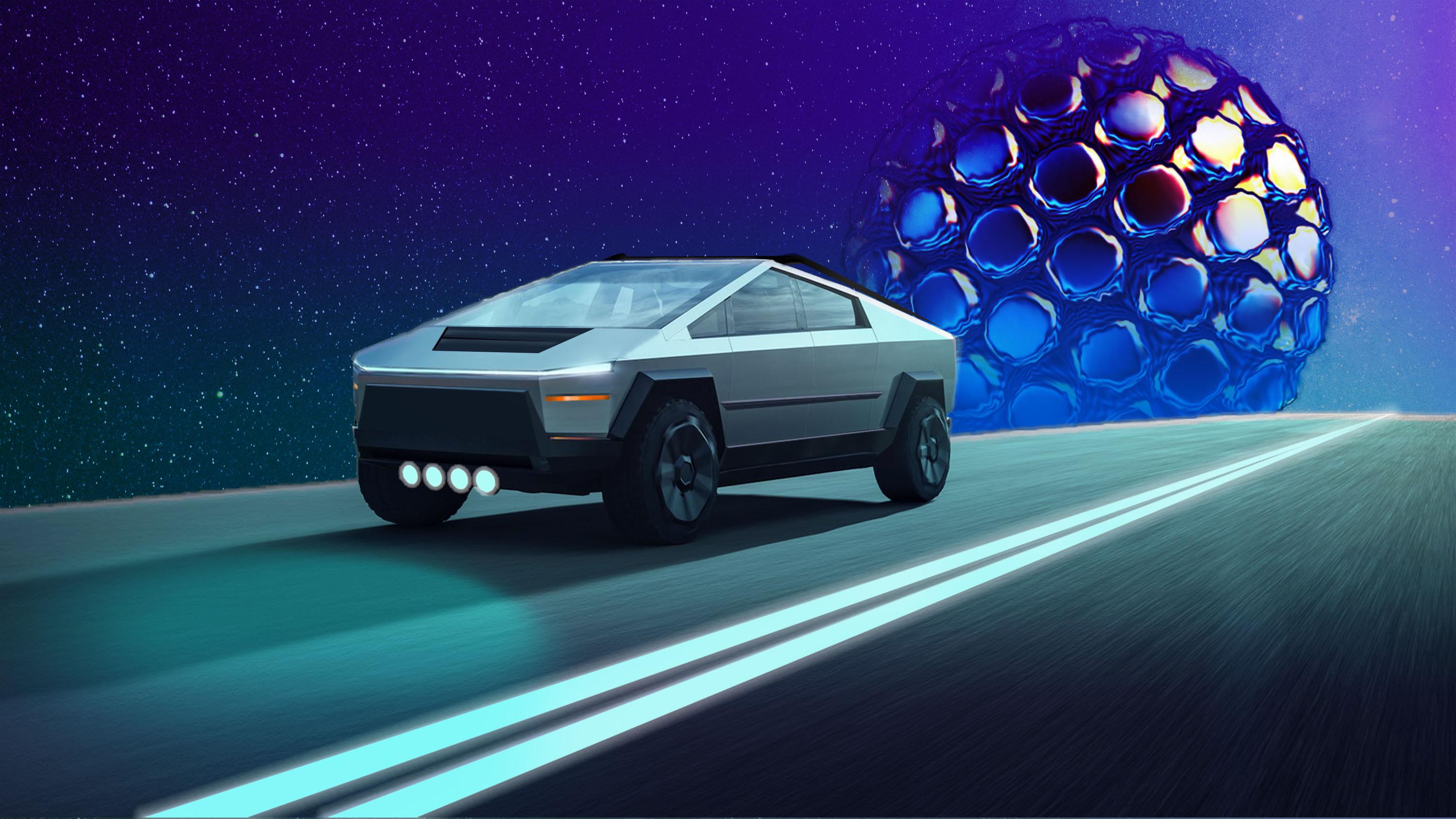 Tesla Cybertruck pickup argento, 1600x733 HD, Desktop