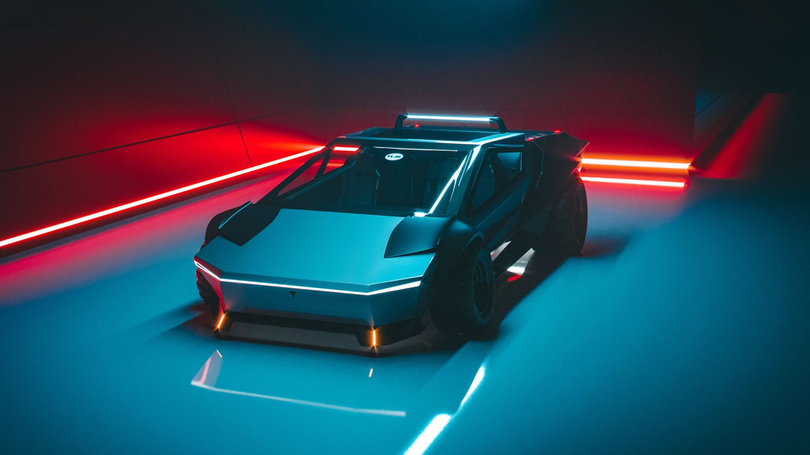 Tesla Cybertruck strada notturna, 1920x1080 Full HD 1080p, PC