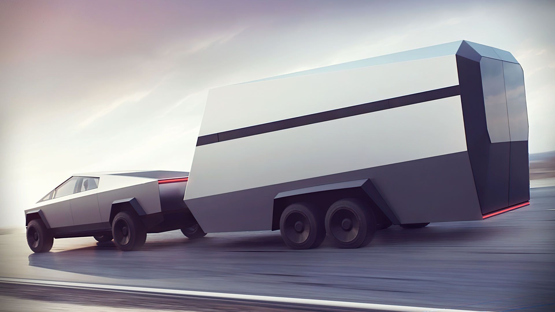 Tesla Semi camion silhouette notte, 1400x1050 HD, Desktop