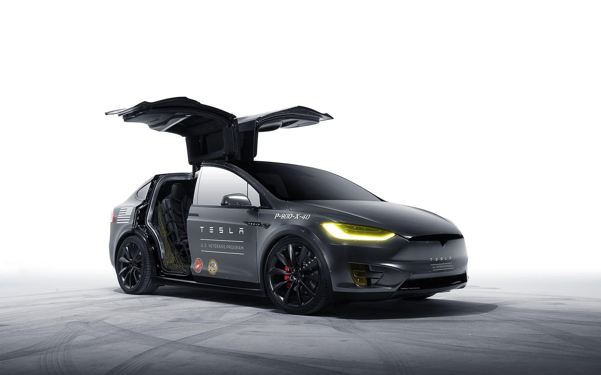 Tesla Model X nera, porte aperte, 1920x1200 WUXGA, Desktop