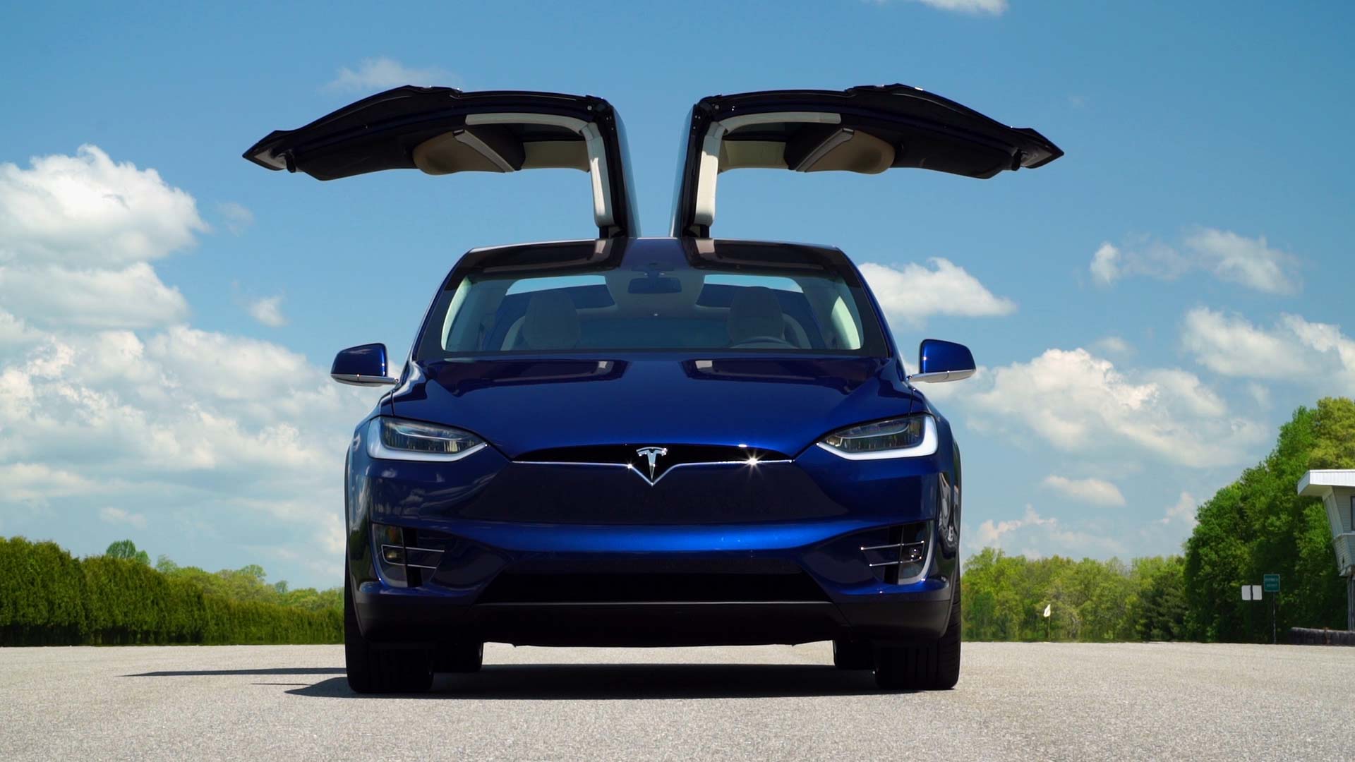 Tesla Model X blu portiere aperte, 1920x1080 Full HD 1080p, PC Desktop