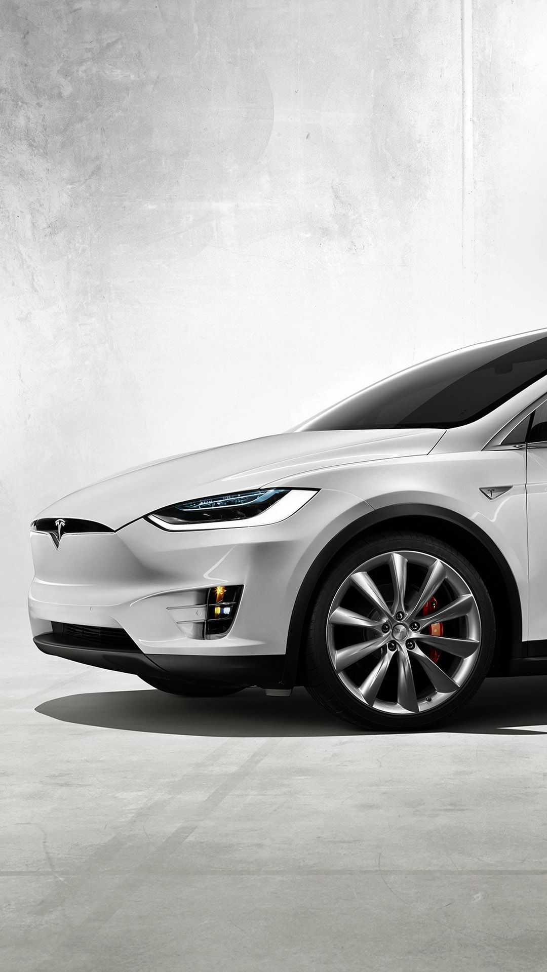Tesla Model X bianca vista frontale, 1080x1920 Full HD Verticale, iPhone