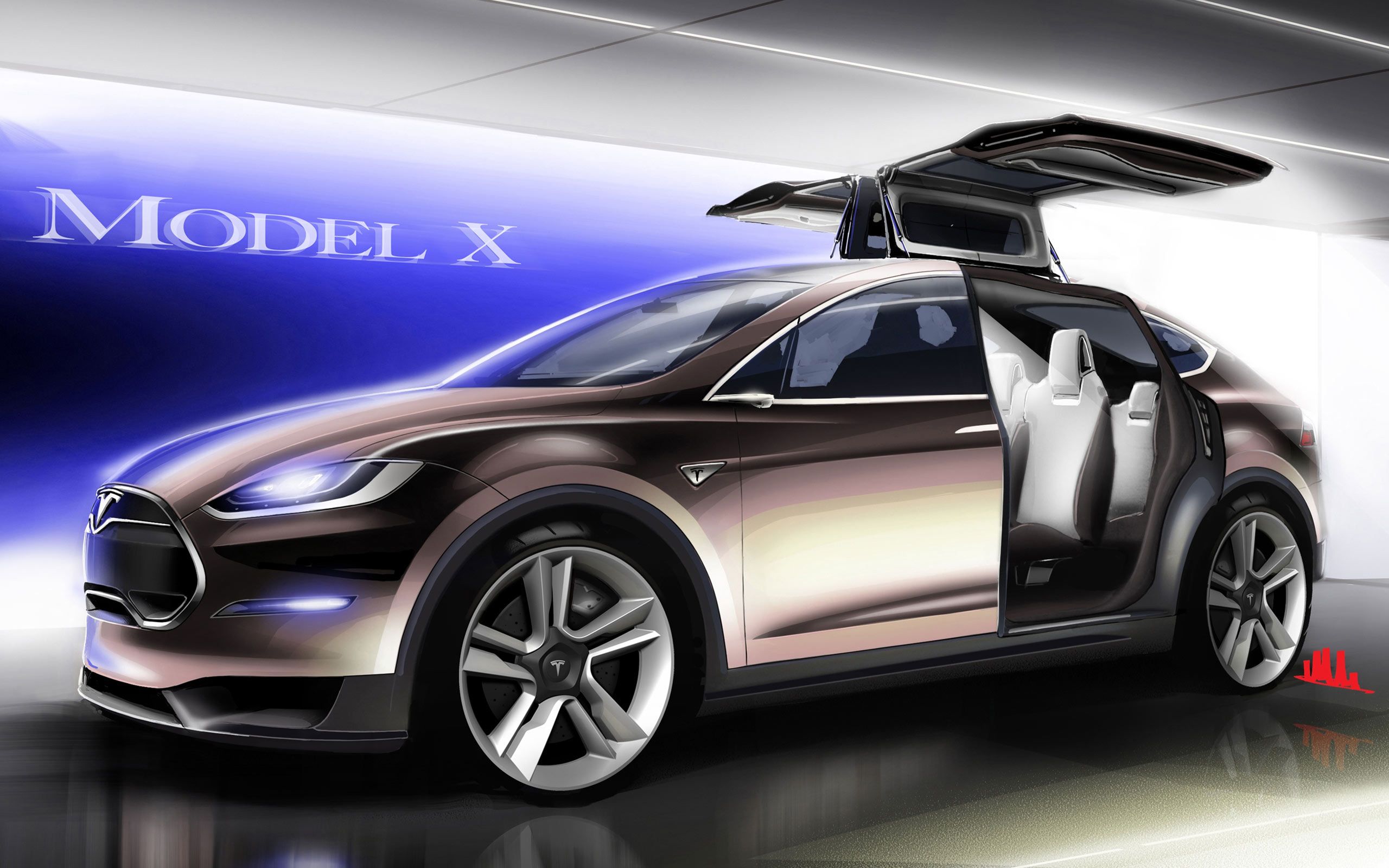 Tesla Model X portiere aperte, 2560x1600 WQXGA, PC