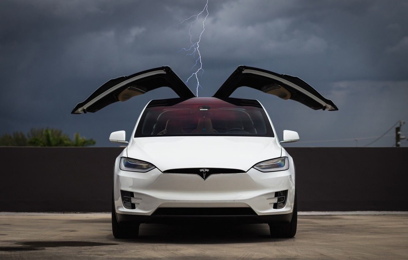 Tesla Model X portiere aperte, 1332x850 HD, Desktop