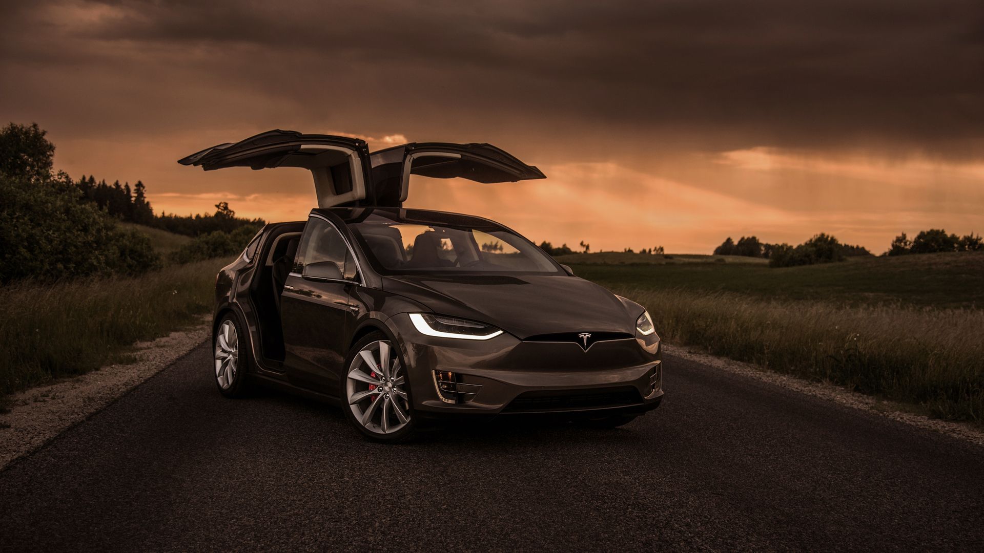 Tesla Model X porte aperte, 1920x1080 1080p, PC Desktop