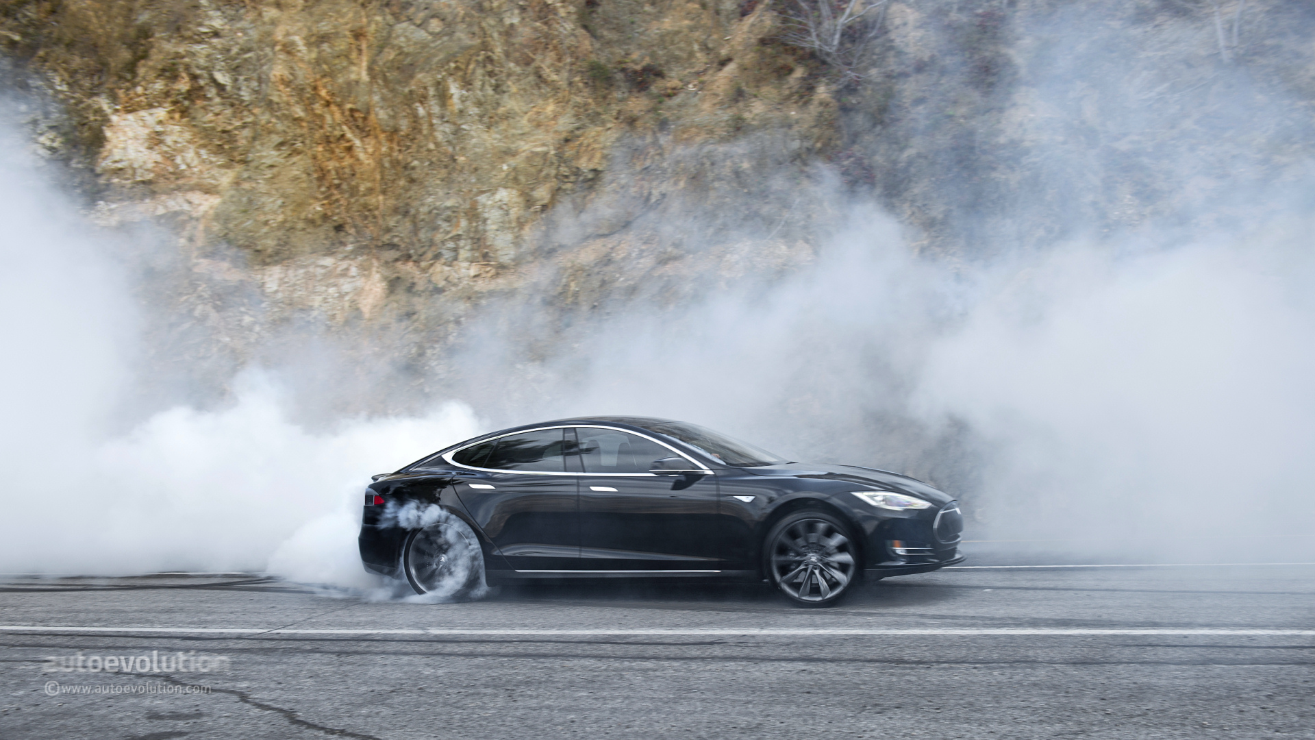 Tesla Model S burnout fumo, 1920x1080 1080p, Desktop