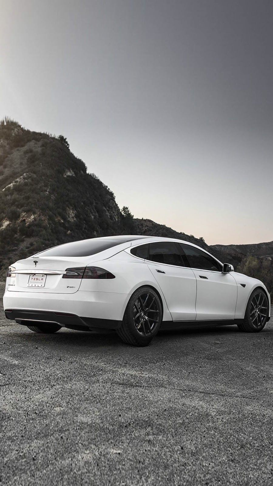 Tesla Model S bianca montagna, 900x1600 Full HD Verticale, Realme