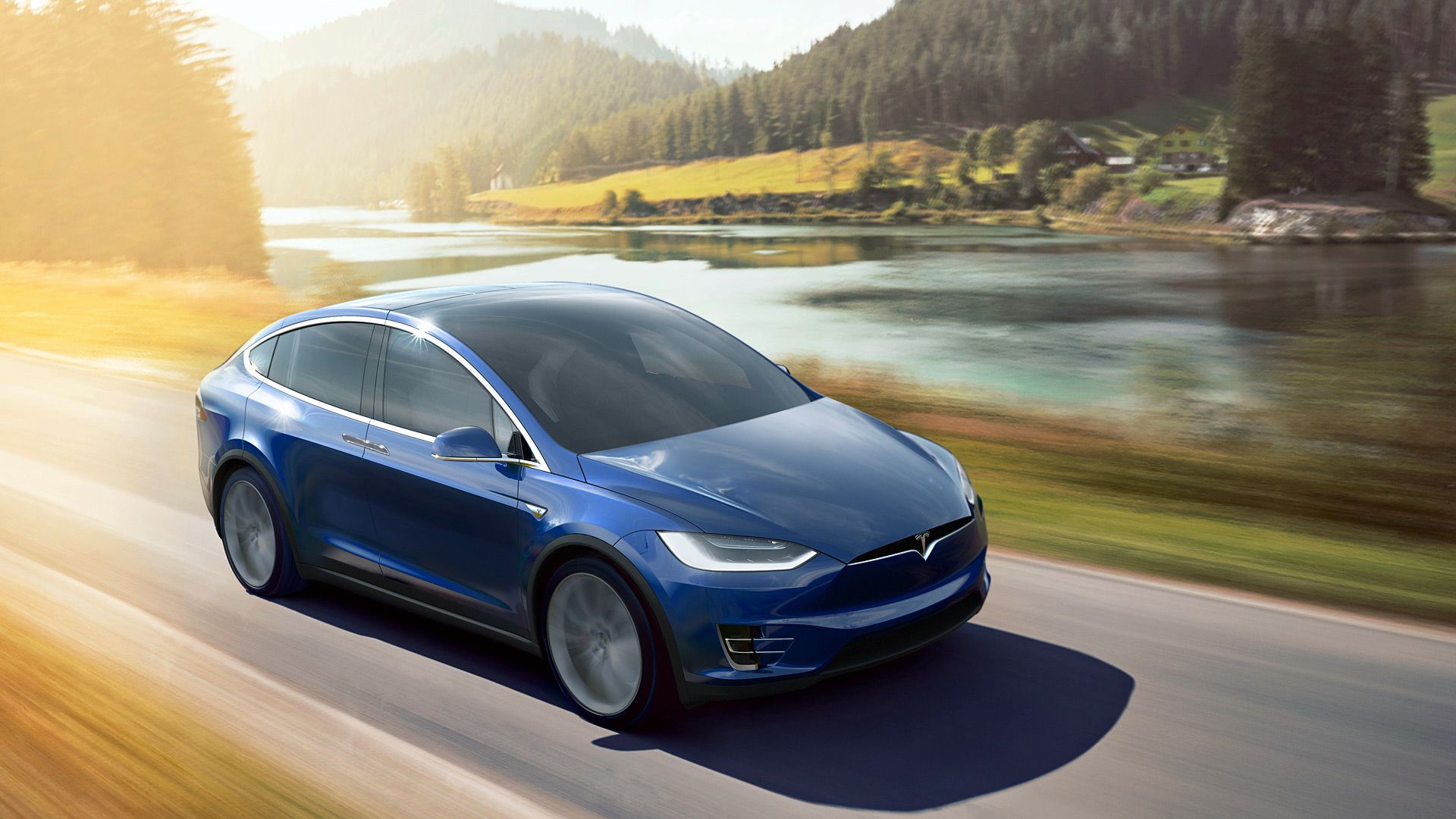Tesla Model X blu, strada, Elon Musk, 1920x1080 1080p, Laptop
