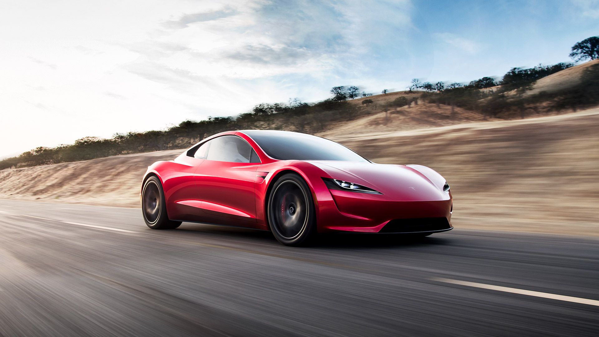 Tesla Roadster rossa su strada, 1920x1080 1080p, PC Desktop