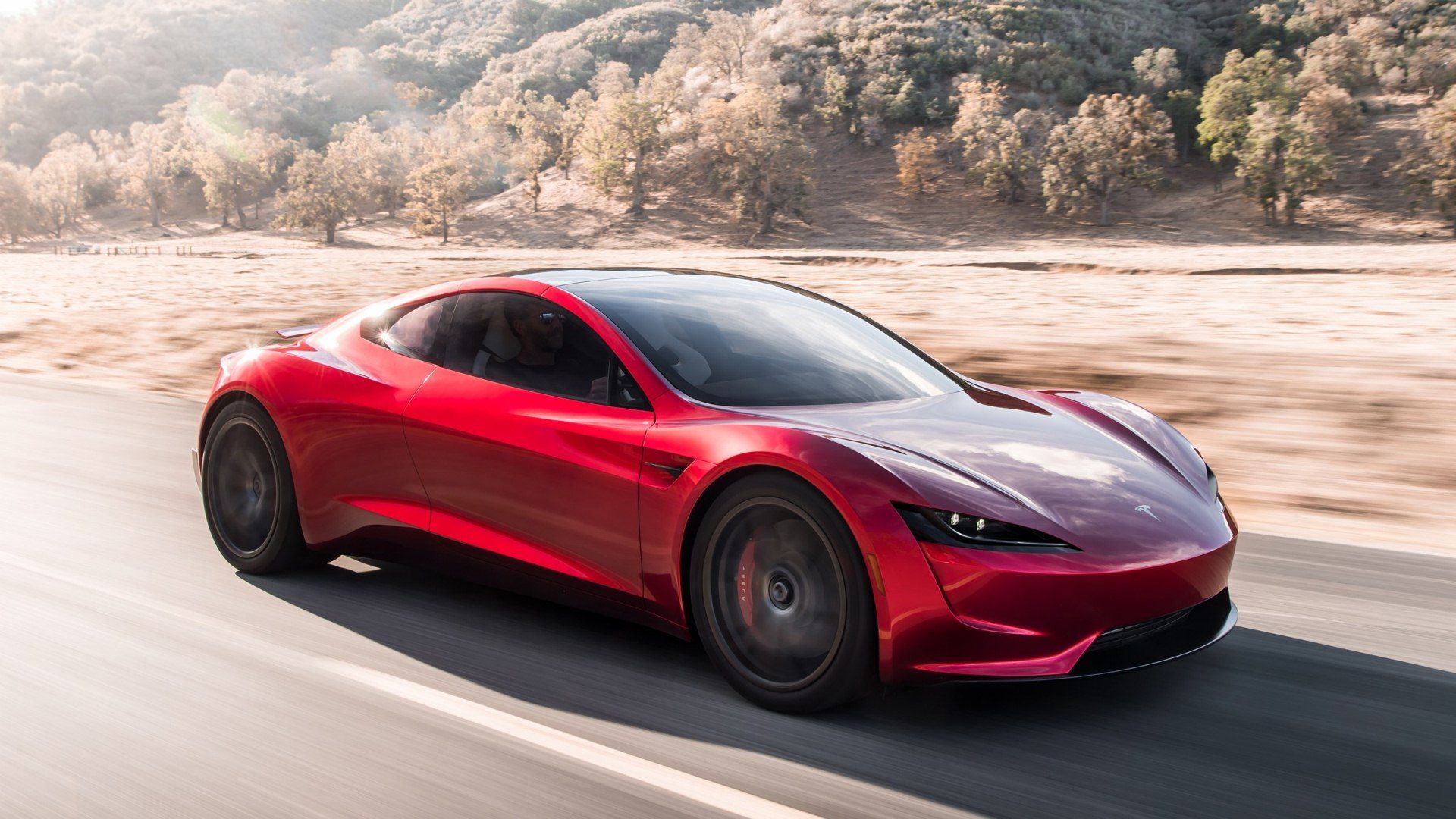 Tesla Roadster rossa su strada, 1920x1080 Full HD 1080p, Laptop