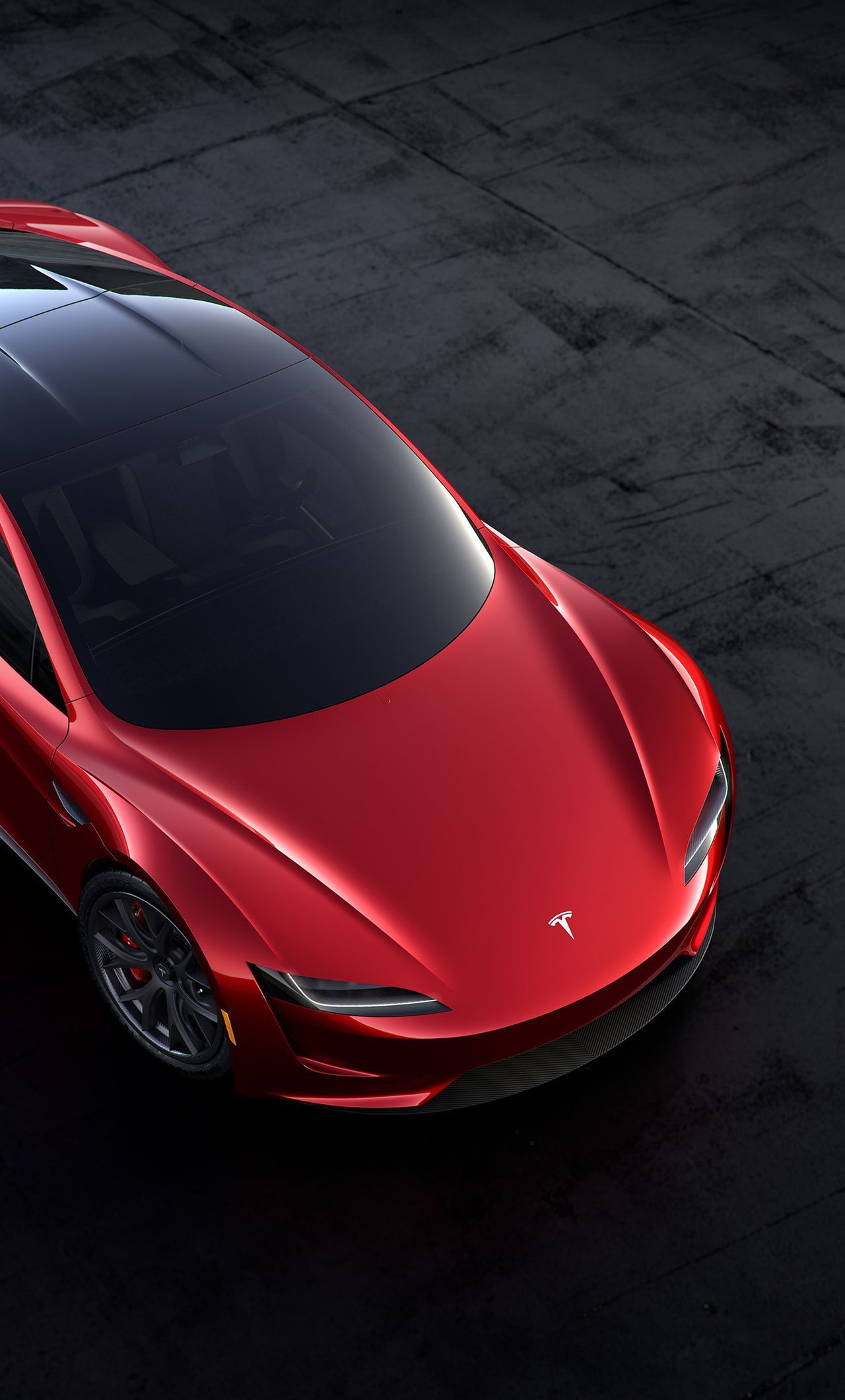Tesla Roadster rossa vista dall'alto, 1280x2120 Full HD Verticale, iPhone
