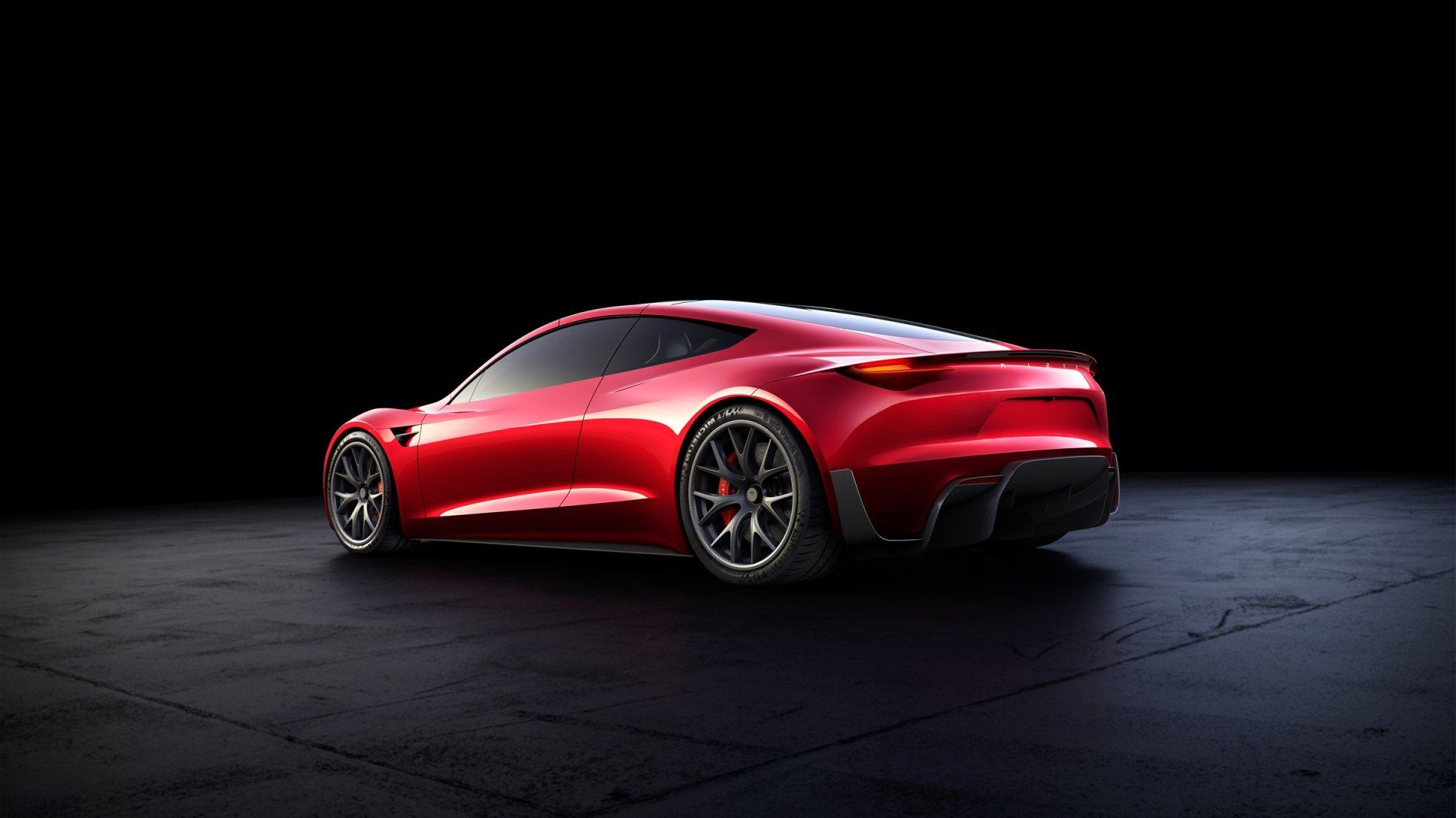 Tesla Roadster rossa vista posteriore, Elon Musk, 1920x1080 1080p, PC