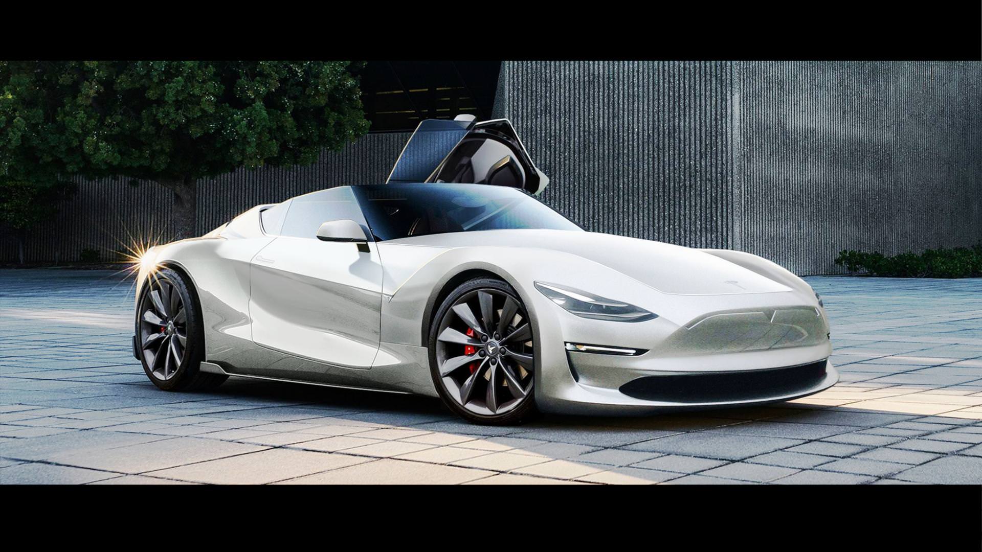 Tesla Roadster bianca concept, 1920x1080 Full HD, Desktop