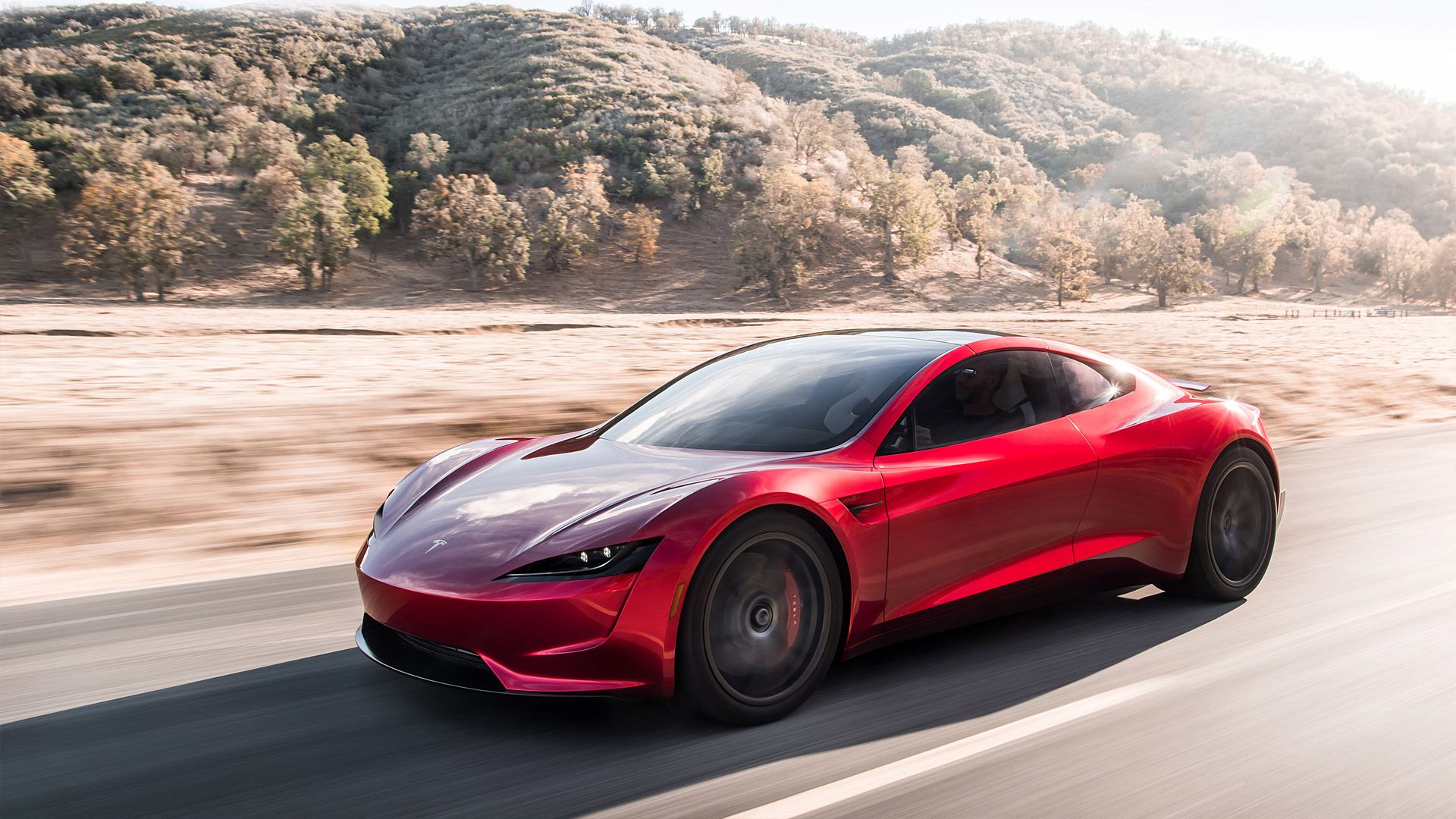 Tesla Roadster rossa su strada, 1920x1080 1080p, Laptop