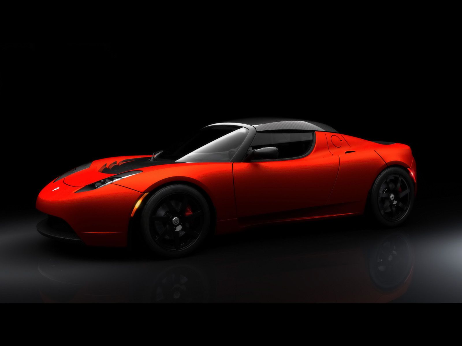 Tesla Roadster rossa sfondo nero, 1600x1200 900p, PC
