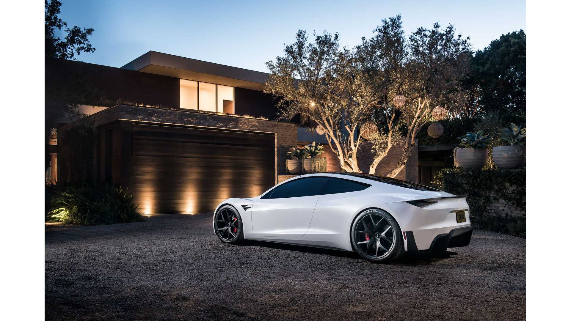 Tesla Roadster bianca davanti villa, 1920x1080 Full HD 1080p, Desktop