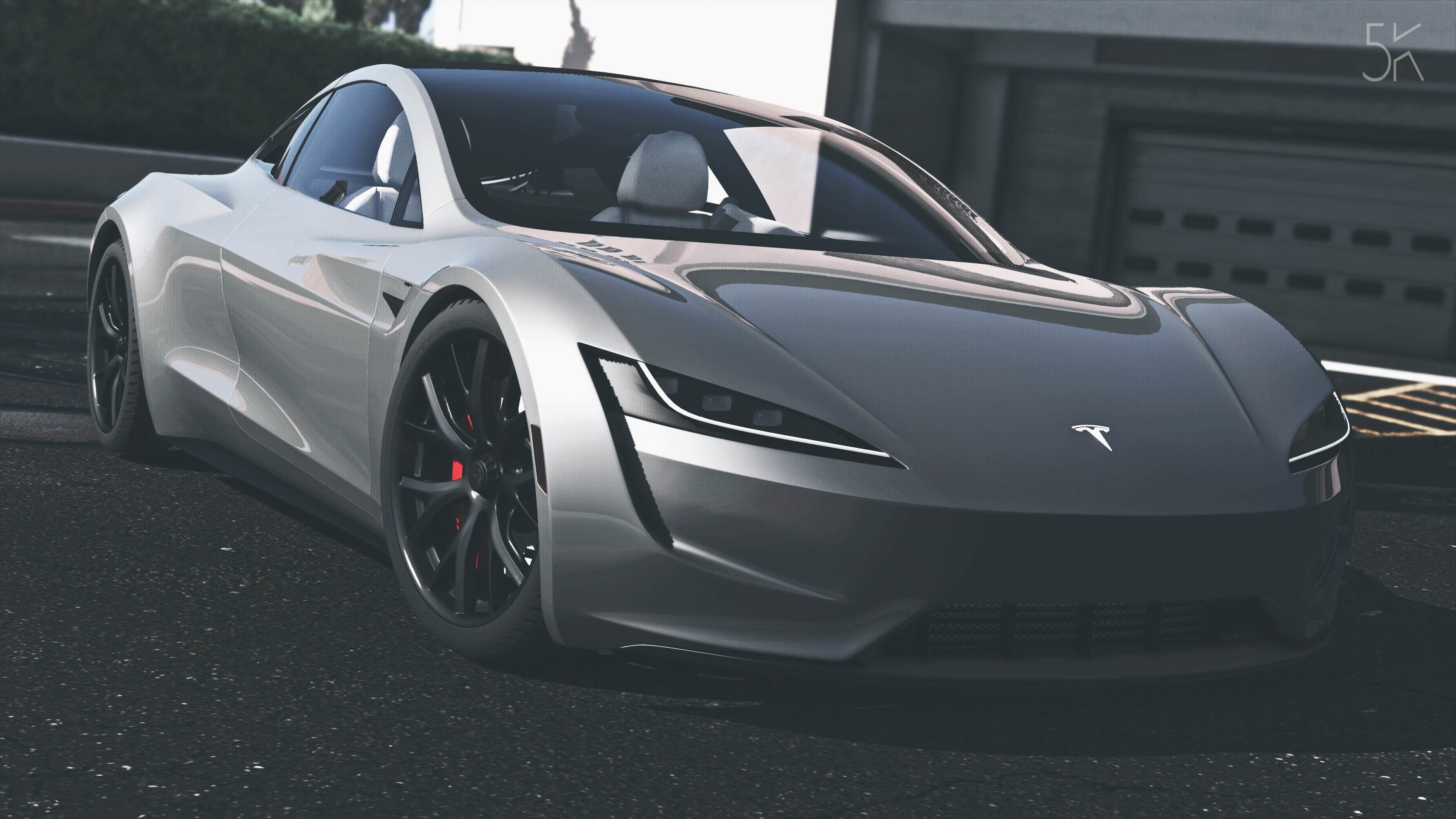 Tesla Roadster grigia, GTA 5, Grand Theft Auto, 3840x2160 4K, Desktop 4K
