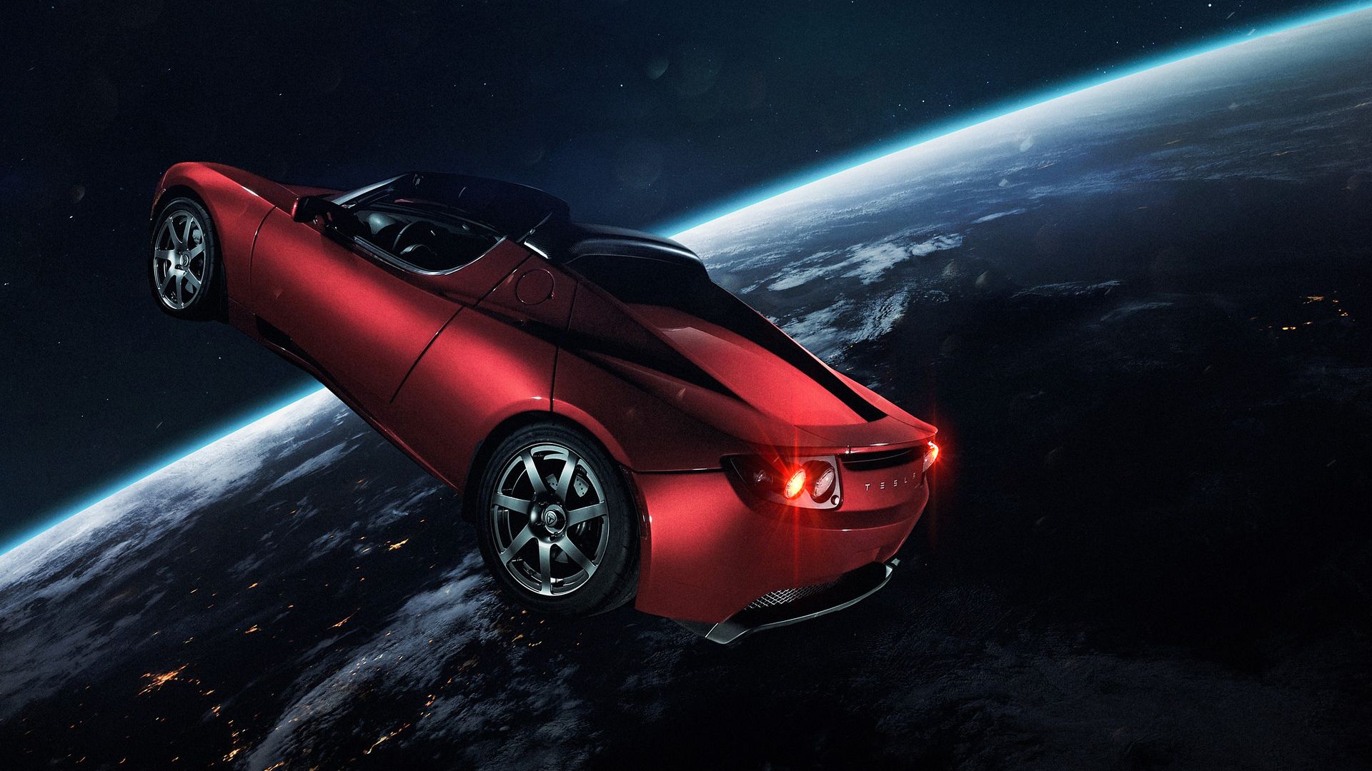 Tesla Roadster rossa nello spazio, 1920x1080 Full HD 1080p, Laptop