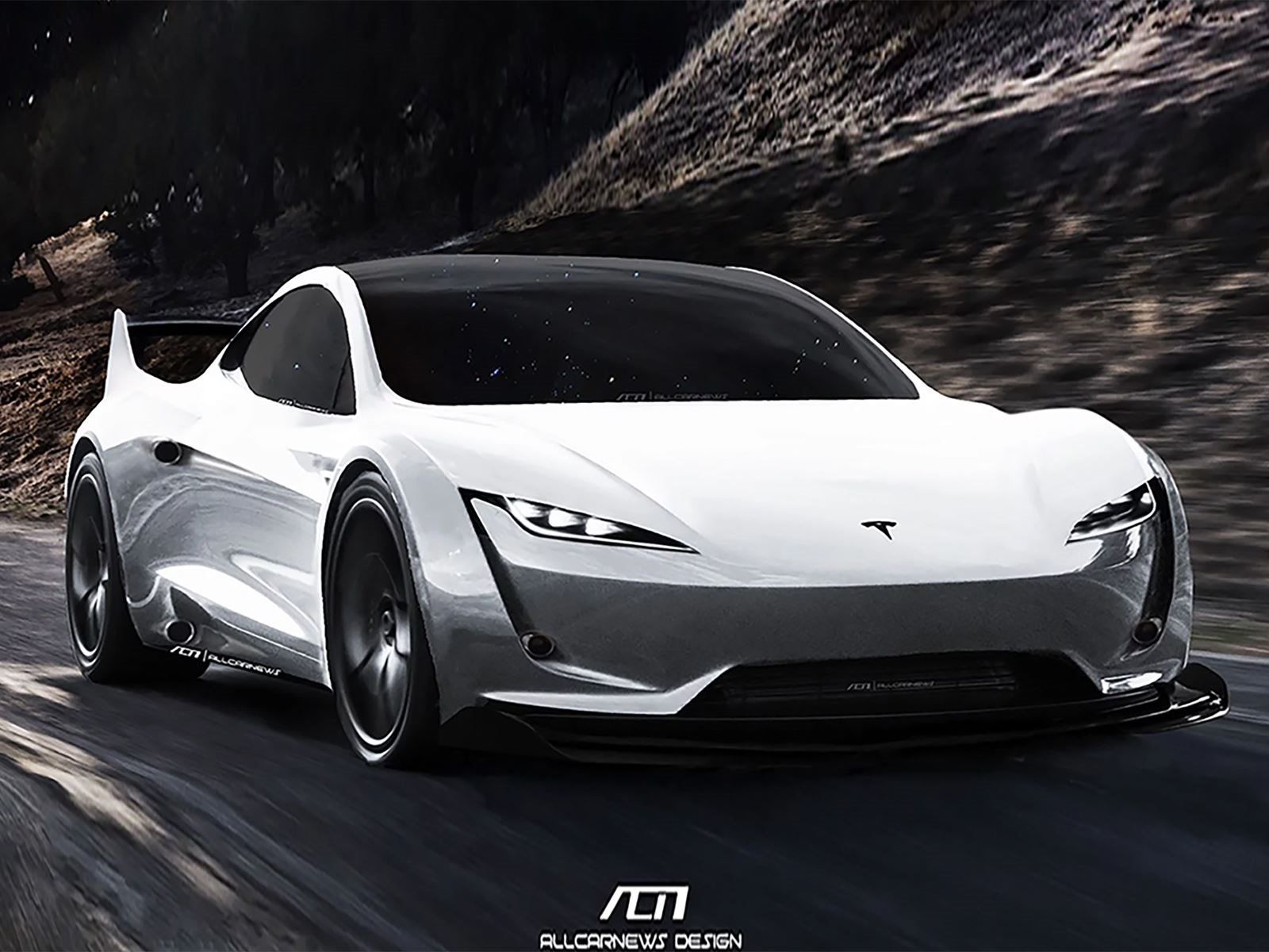 Tesla Roadster bianca su strada, 1600x1200 HD, Desktop