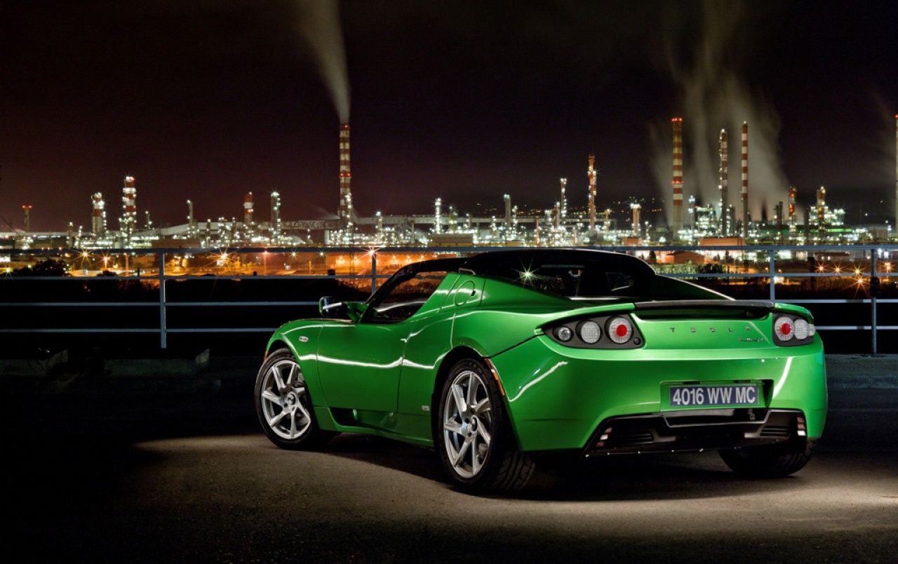 Tesla Roadster verde notturna, 1280x804 HD, Desktop