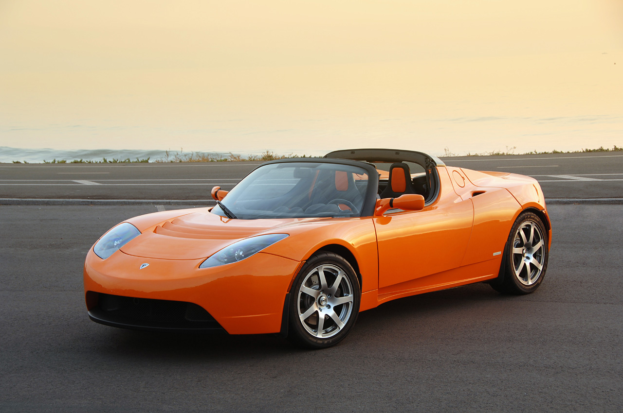 Tesla Roadster arancione decappottabile, 1280x850 720p, PC