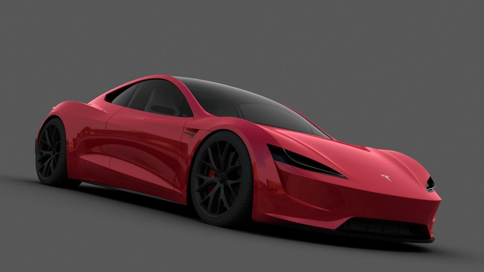 Tesla Roadster rossa 3D, 1600x900 HD, Desktop