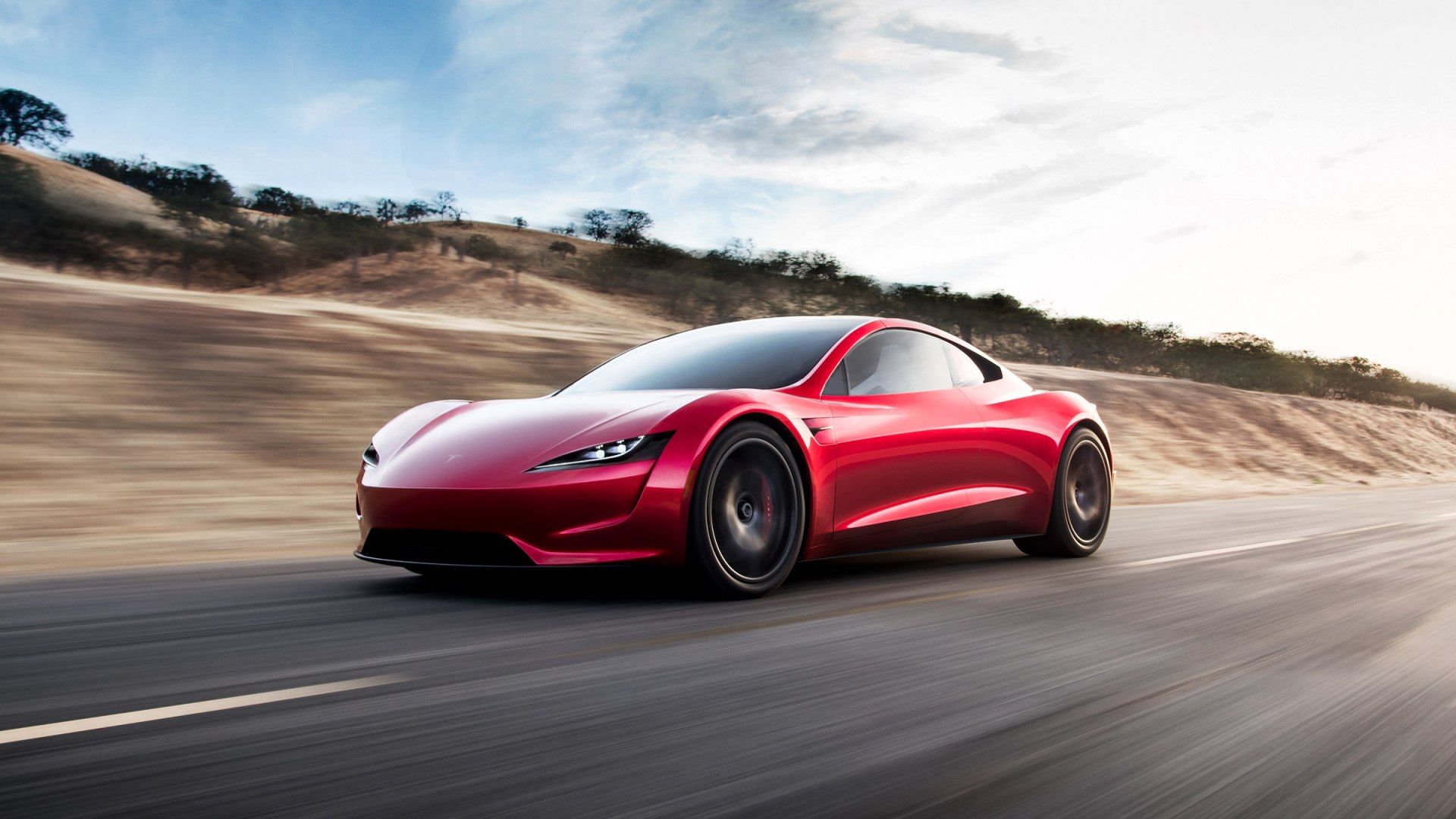 Tesla Roadster rossa su strada, 1920x1080 Full HD 1080p, Laptop
