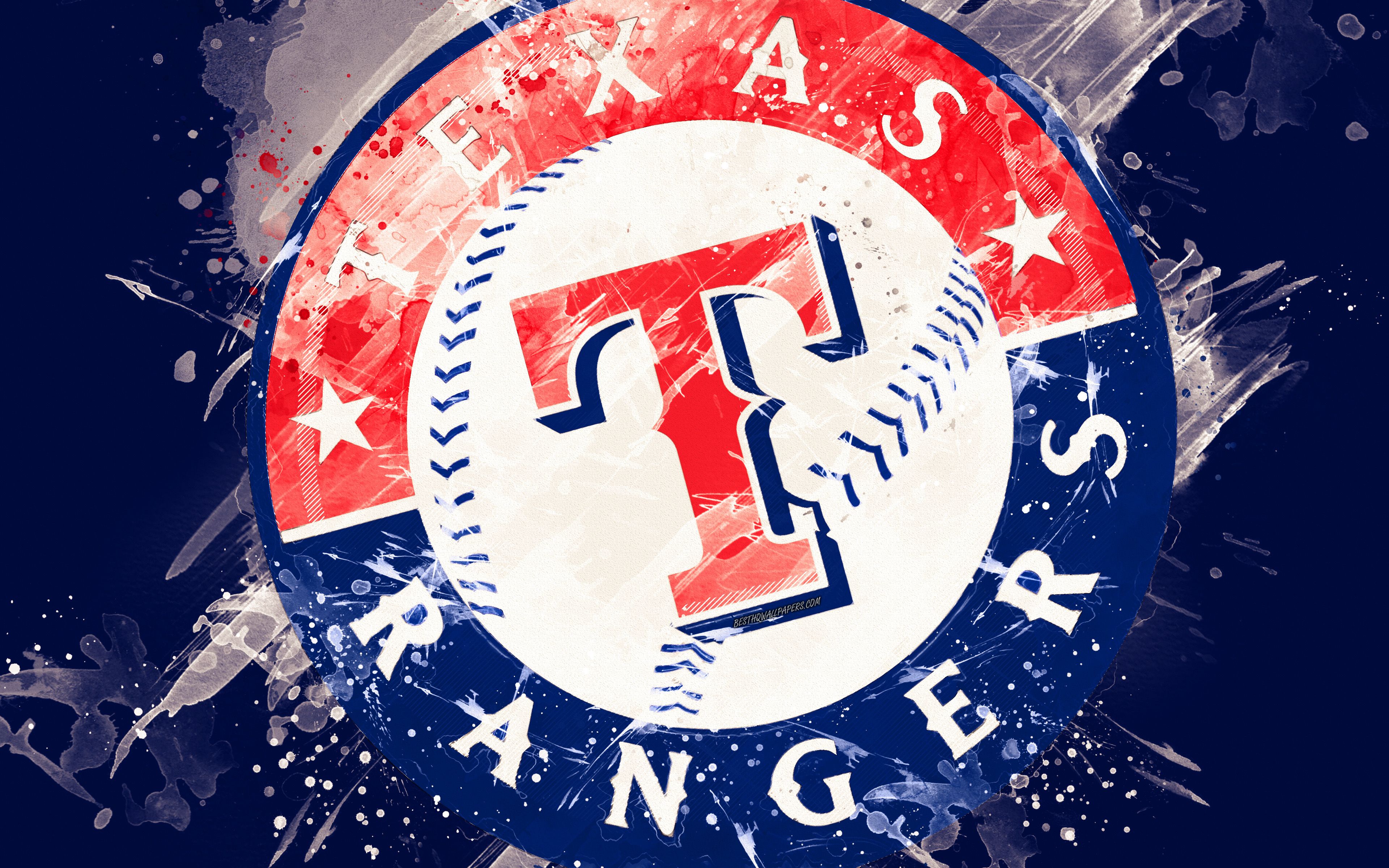 Logo Texas Rangers grunge, 3840x2400 4K Ultra HD, Monitor 4K