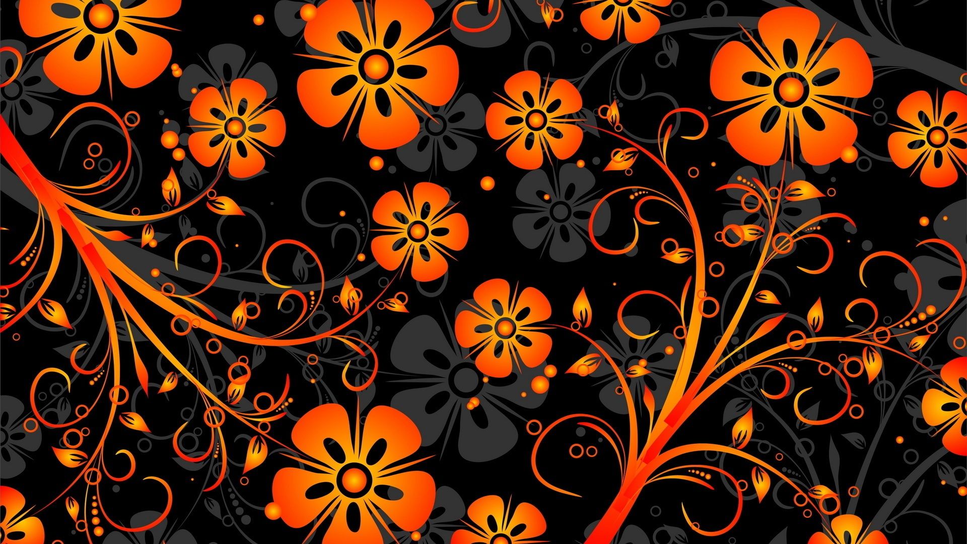 Fiori arancioni astratti su nero, 1920x1080 Full HD 1080p, PC Desktop