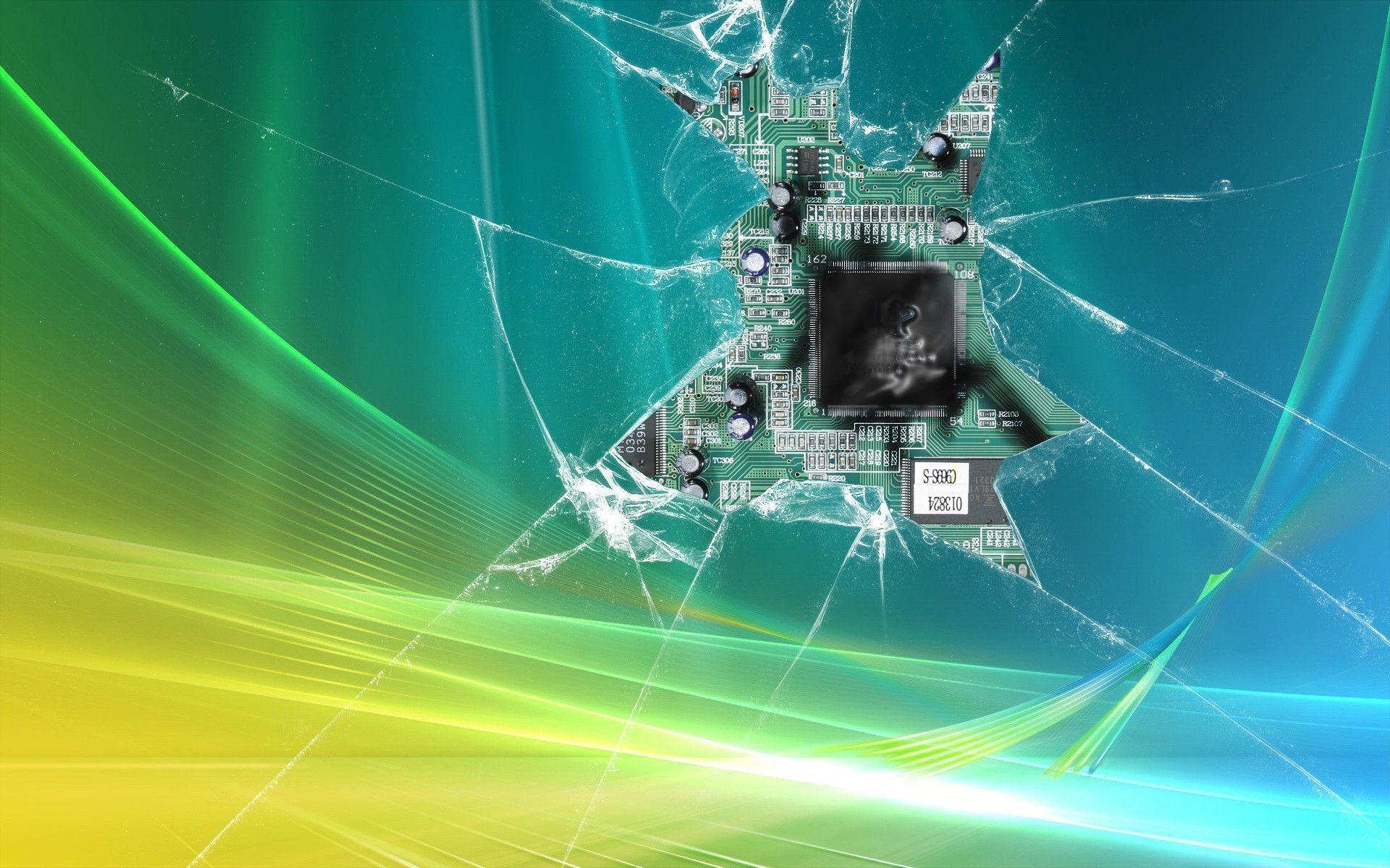 Schermo rotto con circuito elettronico, 1920x1080 Full HD, PC Desktop