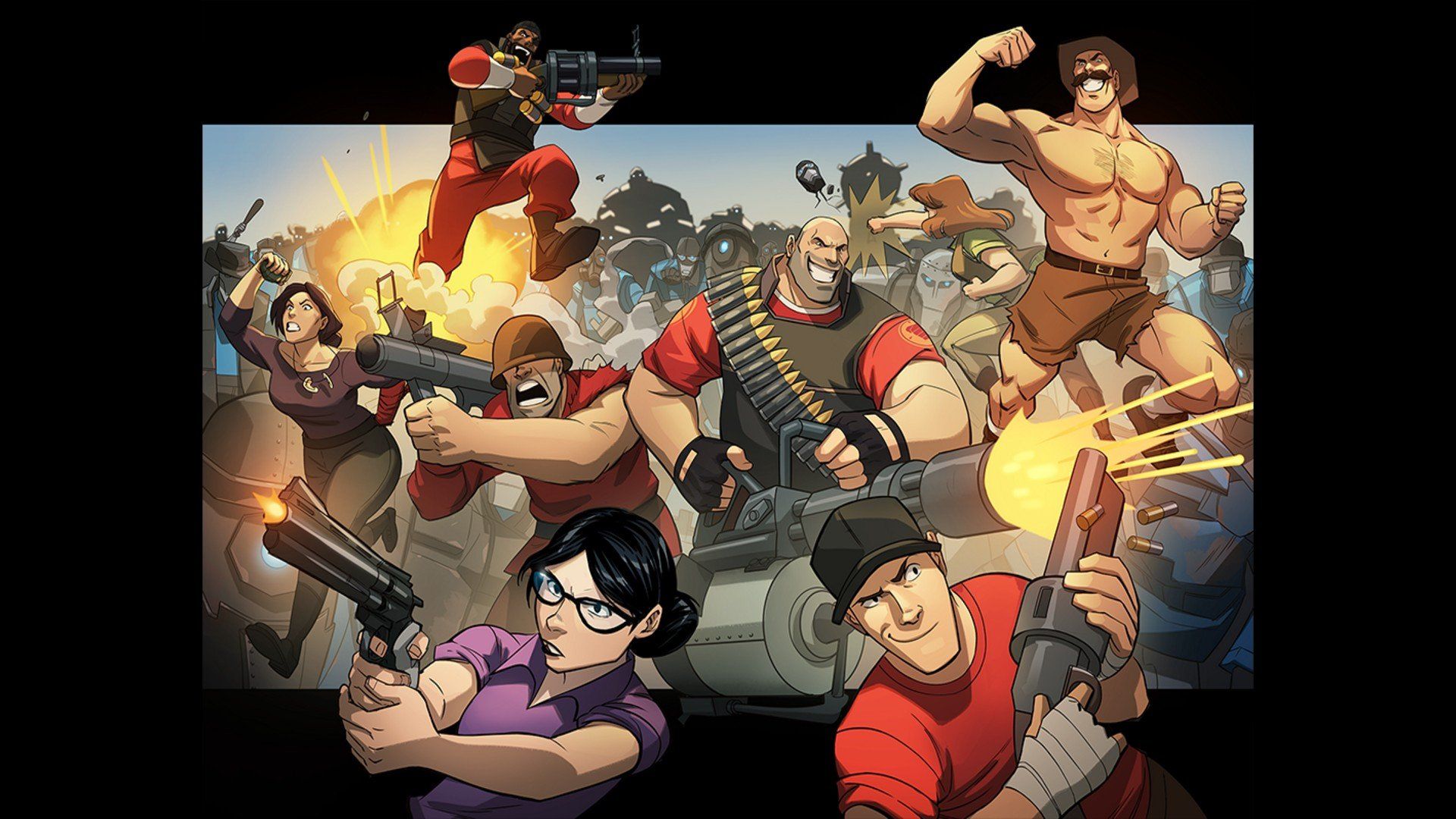 Heavy TF2 arte rossa minigun, Team Fortress 2, 1200x941 HD, Desktop