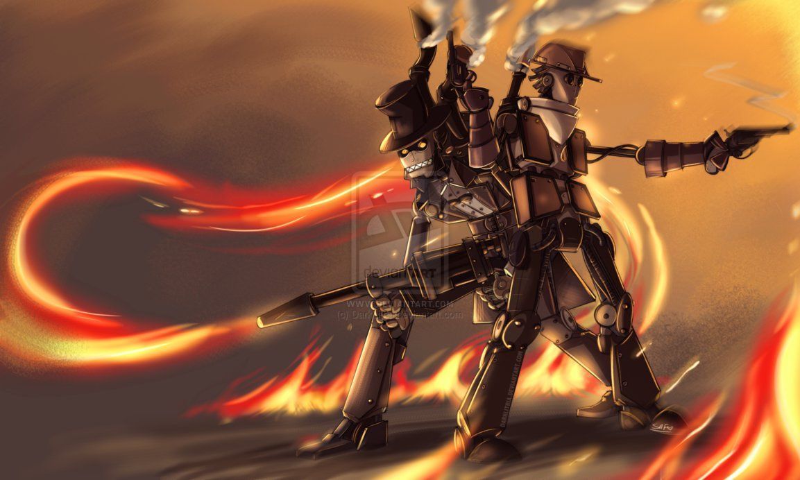 Scout e Pyro steampunk TF2, 1153x692 HD, Desktop