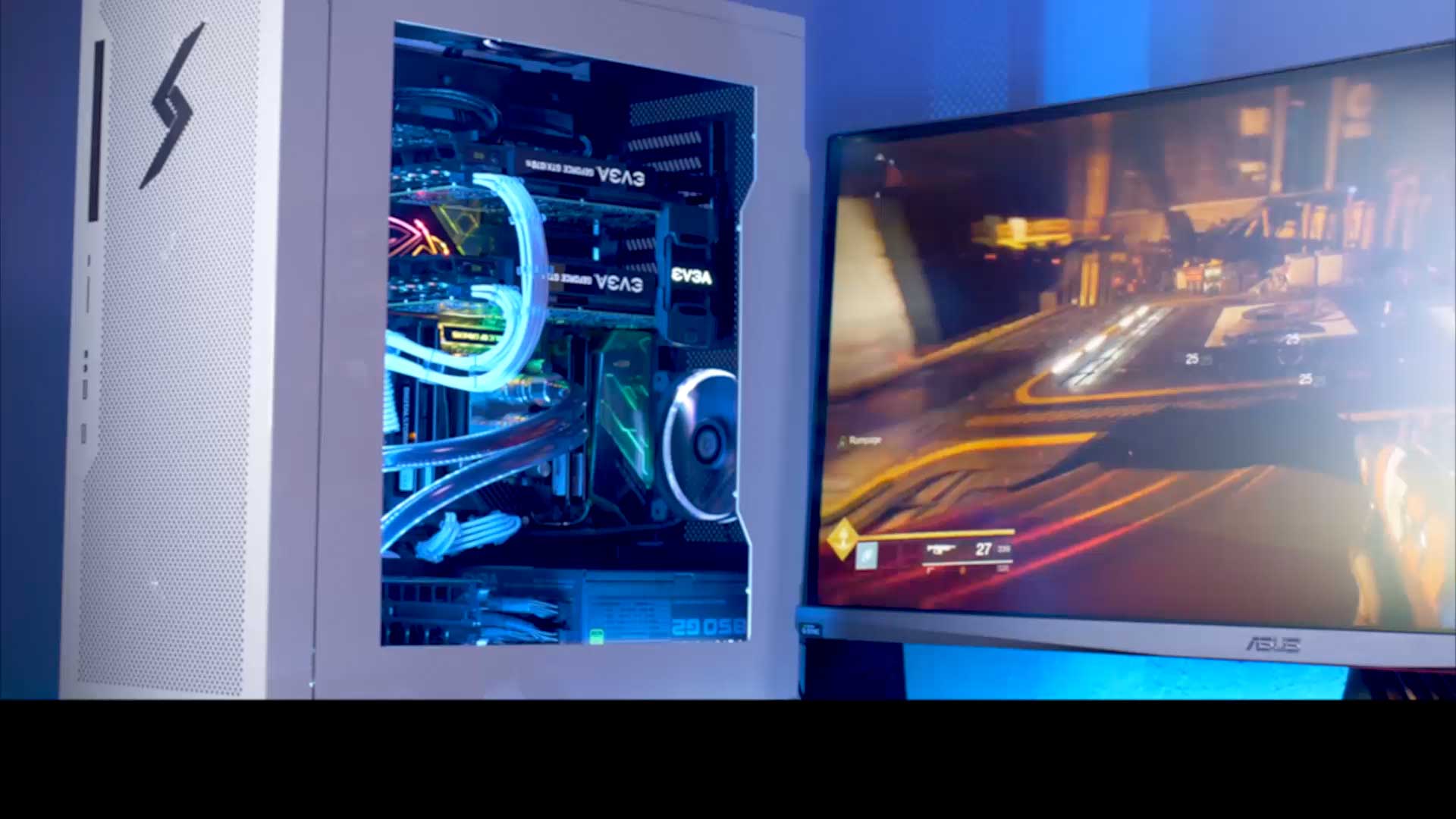 PC gaming bianco con monitor, 1920x1080 Full HD, PC Desktop