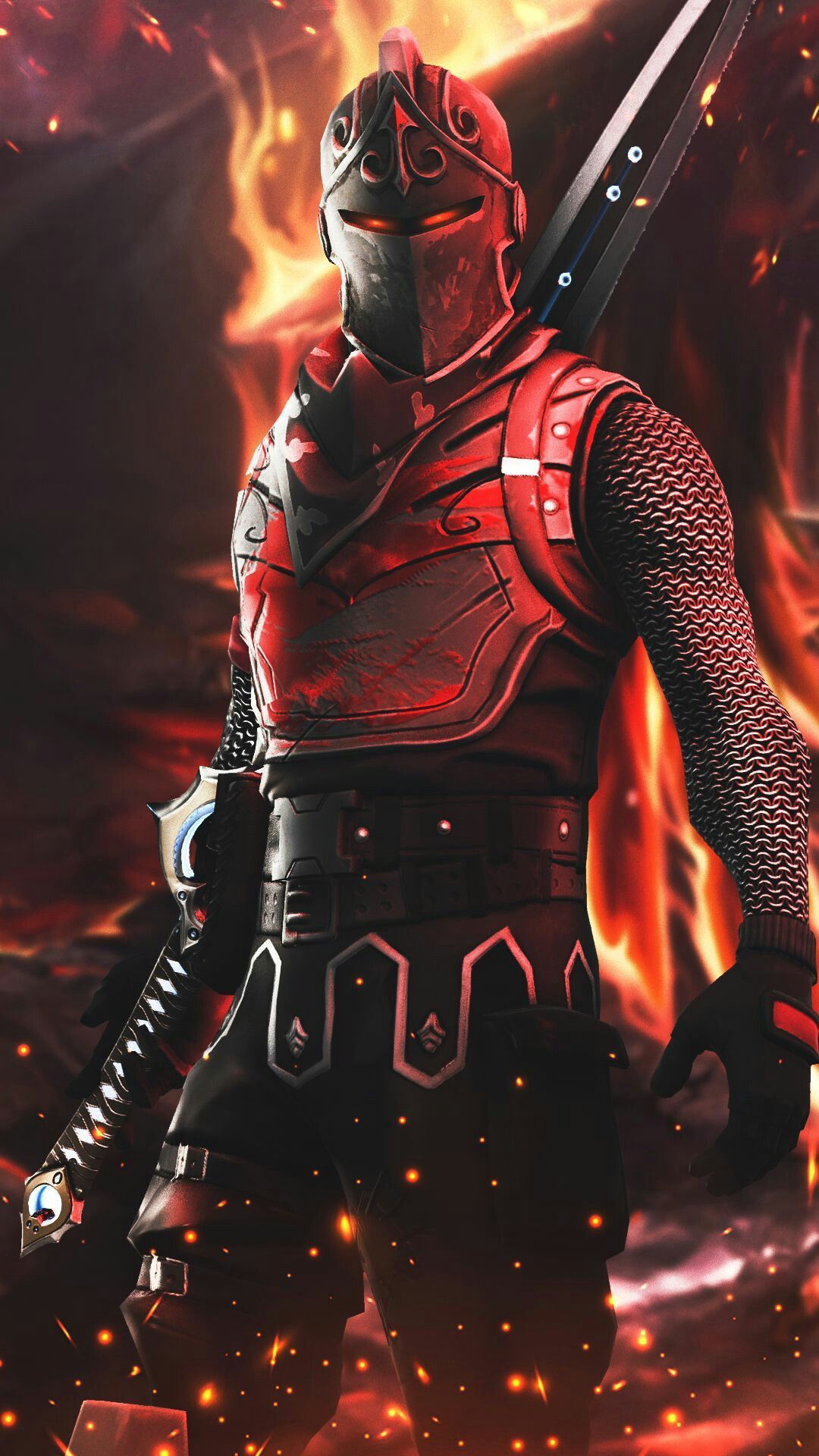 Cavaliere rosso Fortnite fiamme, 1080x1920 Verticale, Telefono