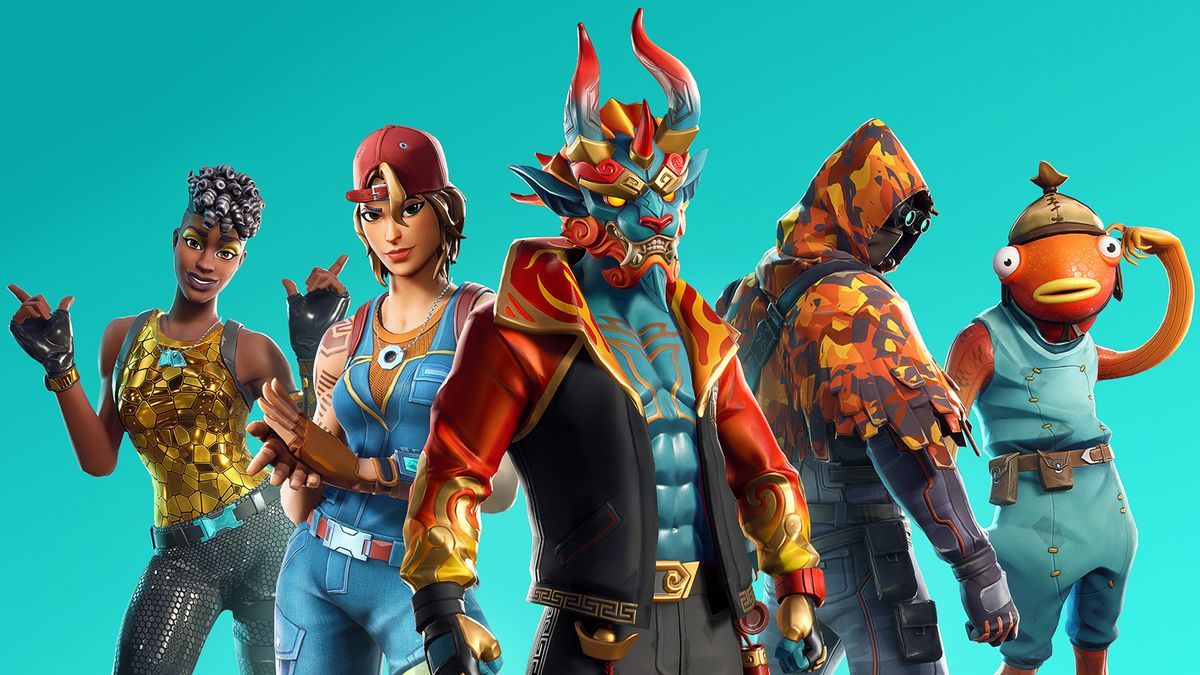Personaggi Fortnite skin sfondo turchese, battle royale, 1200x675 HD, Desktop