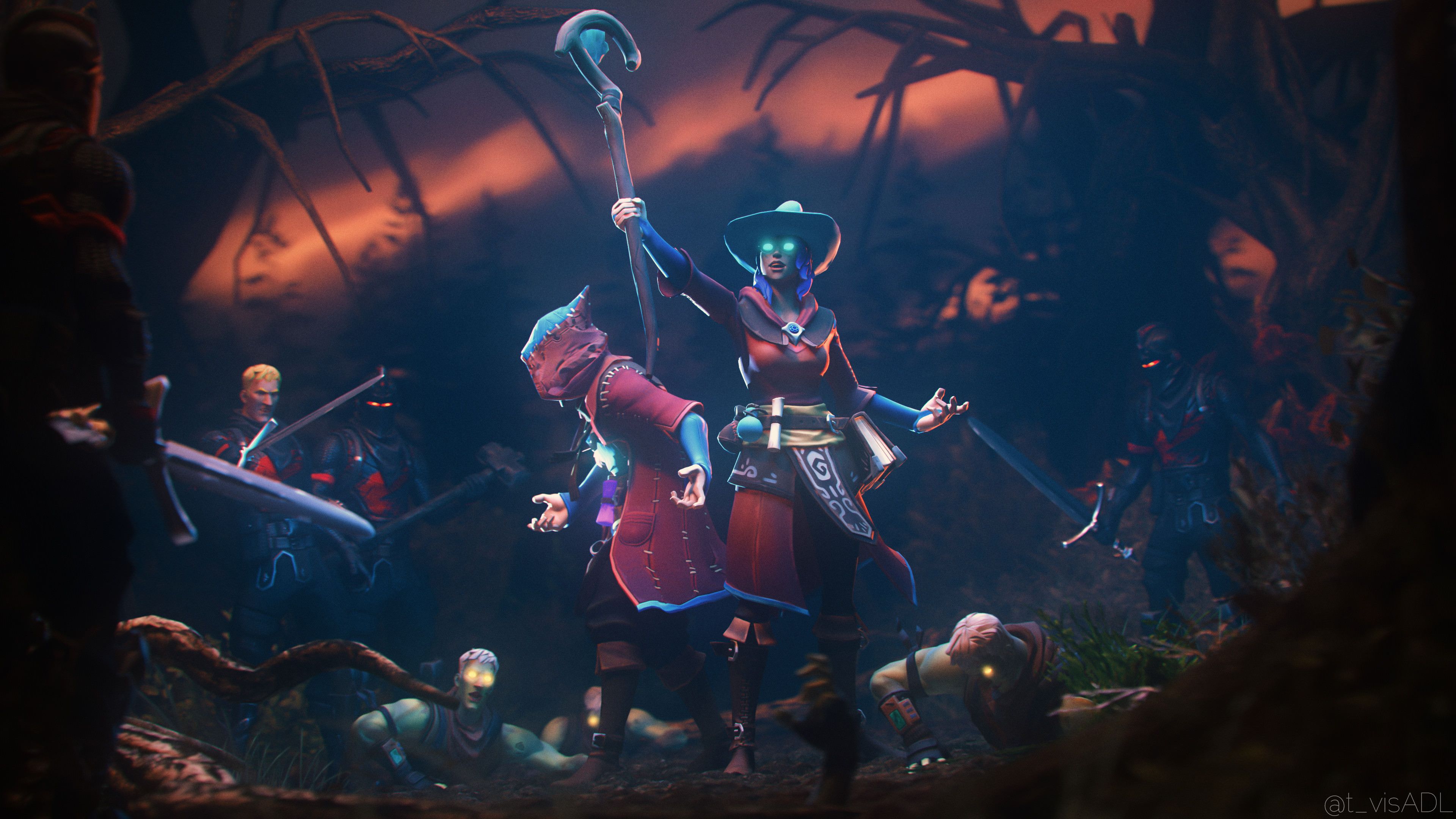 Personaggi Fortnite scena fantasy, 3840x2160 UHD, Monitor 4K